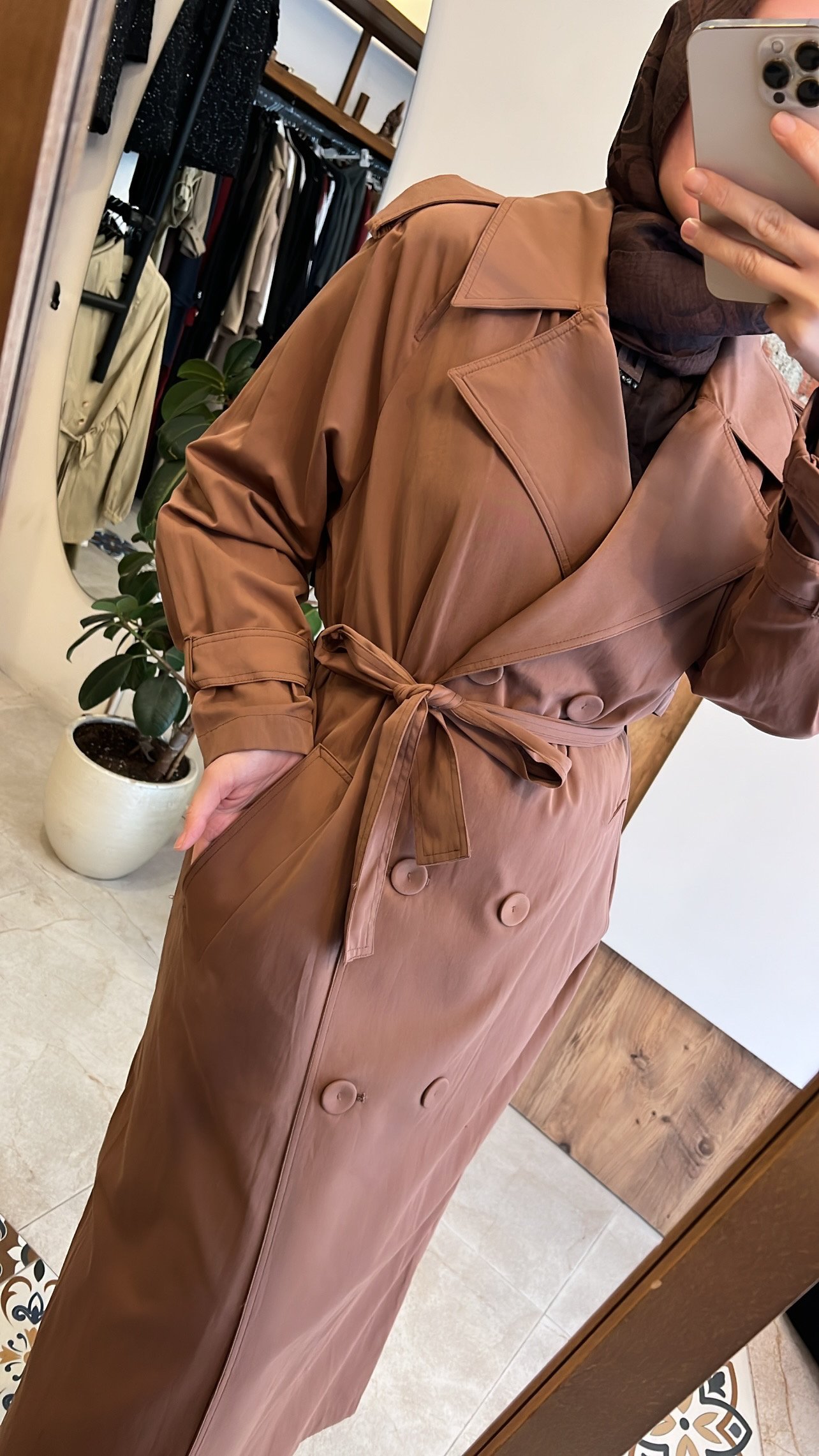 Allerli kruvaze trençkot kahve CEREMONY 