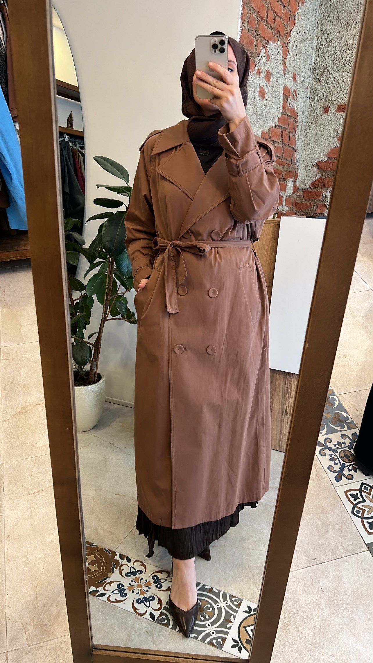 Allerli kruvaze trençkot kahve CEREMONY 