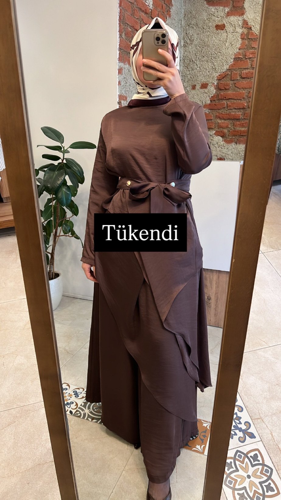 Asimetrik detaylı takım kahve CEREMONY