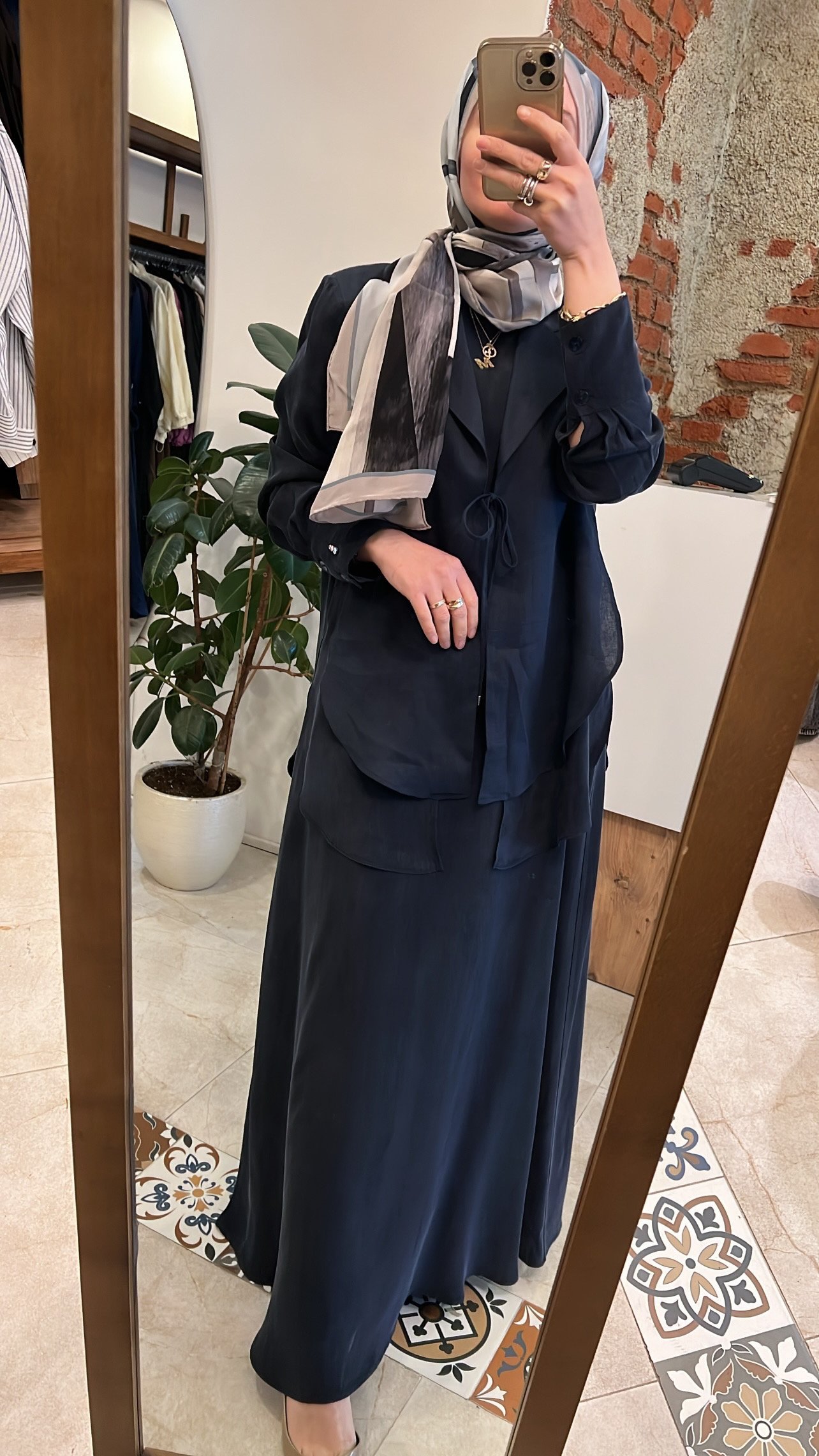 Bağlama detaylı keten ceket elbise lacivert MİSS DALİDA