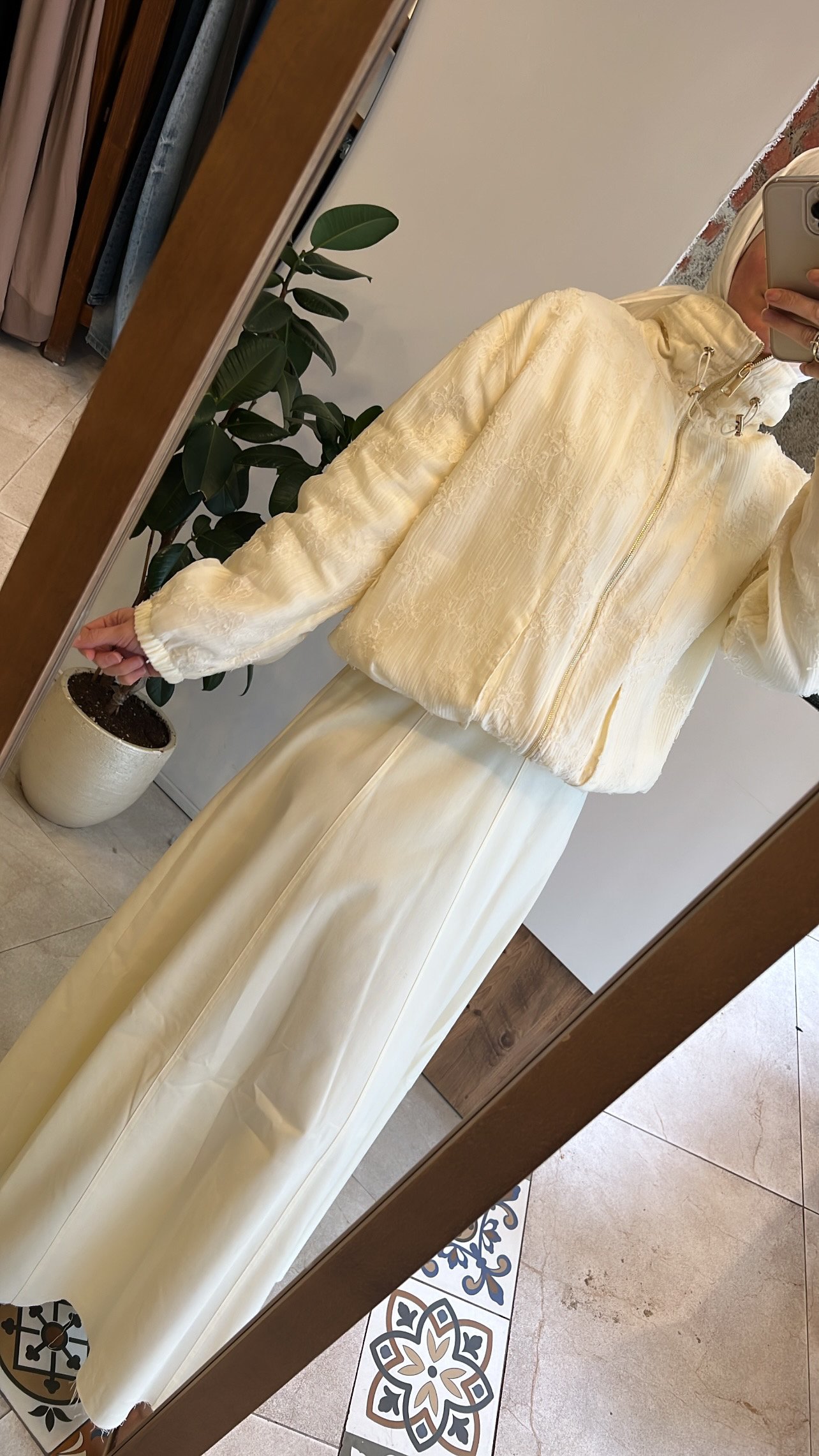 Belden çıt çıt detaylı denim etek tereyağ sarısı CEREMONY 