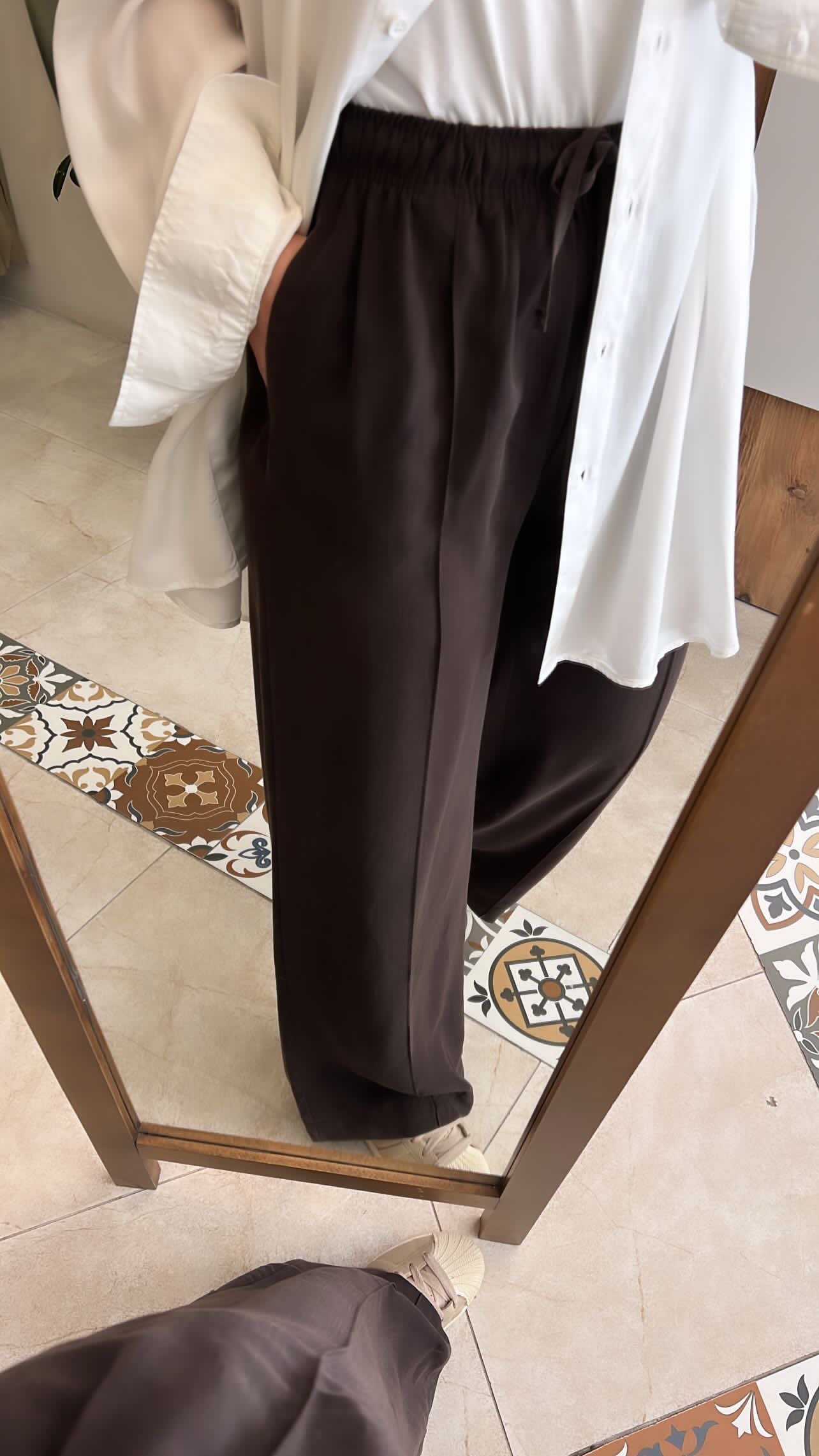 Biyeli kumaş pantolon kahve İKOL