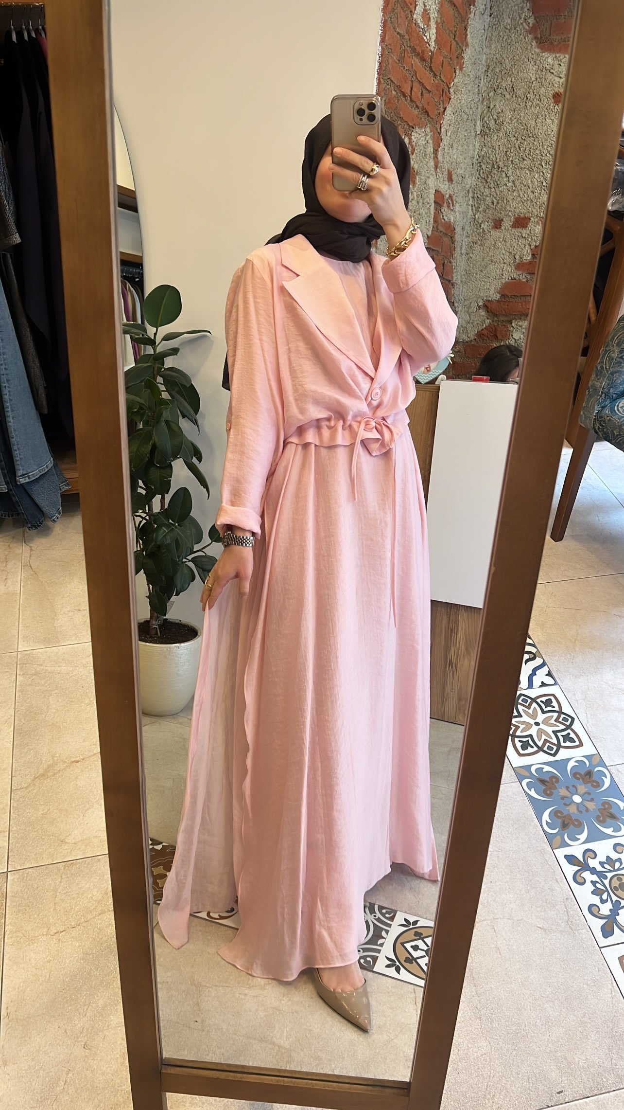 Bolerolu kolsuz elbise pembe CEREMONY