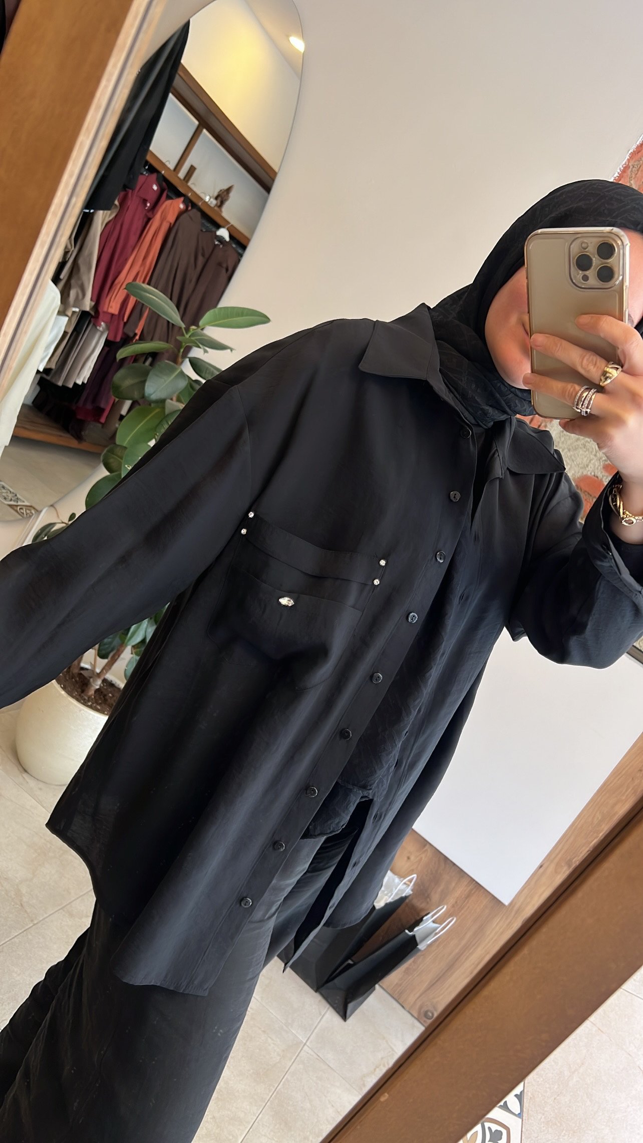 Cebi işlemeli gömlek siyah CEREOMNY