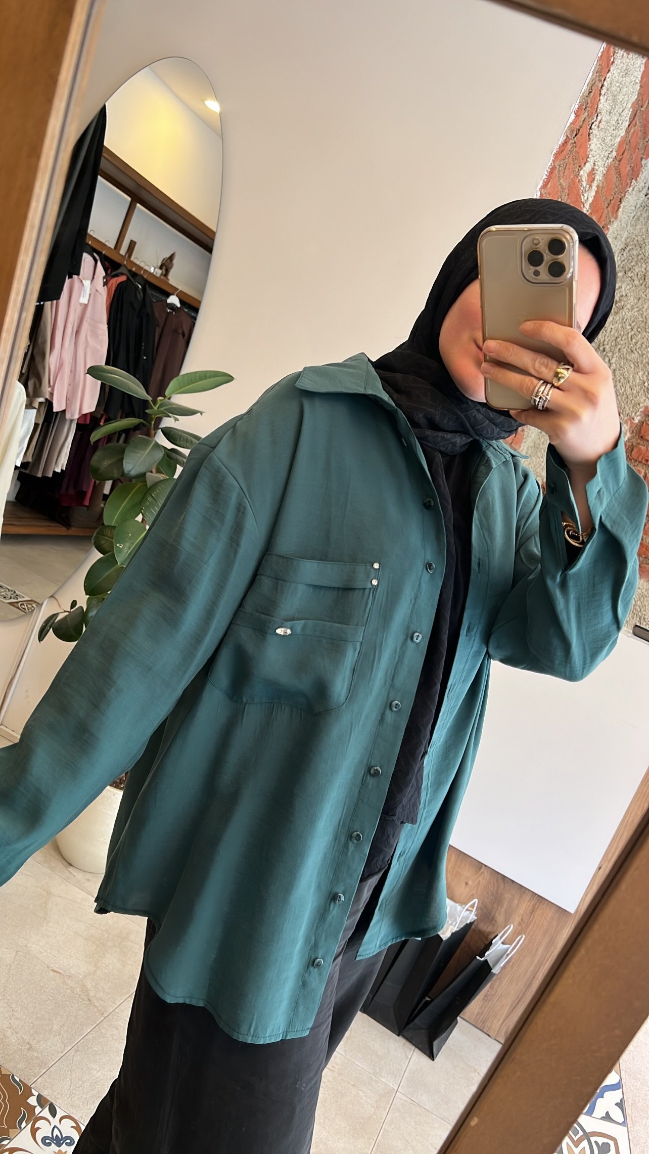 Cebi taşlı gömlek zümrüt CEREMONY