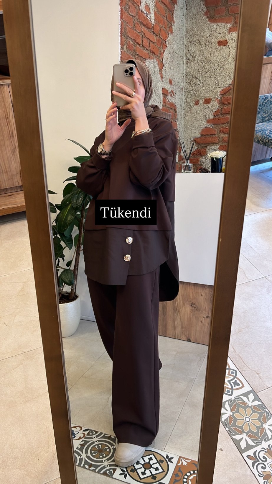 Ceremony gold düğmeli takım kahve 