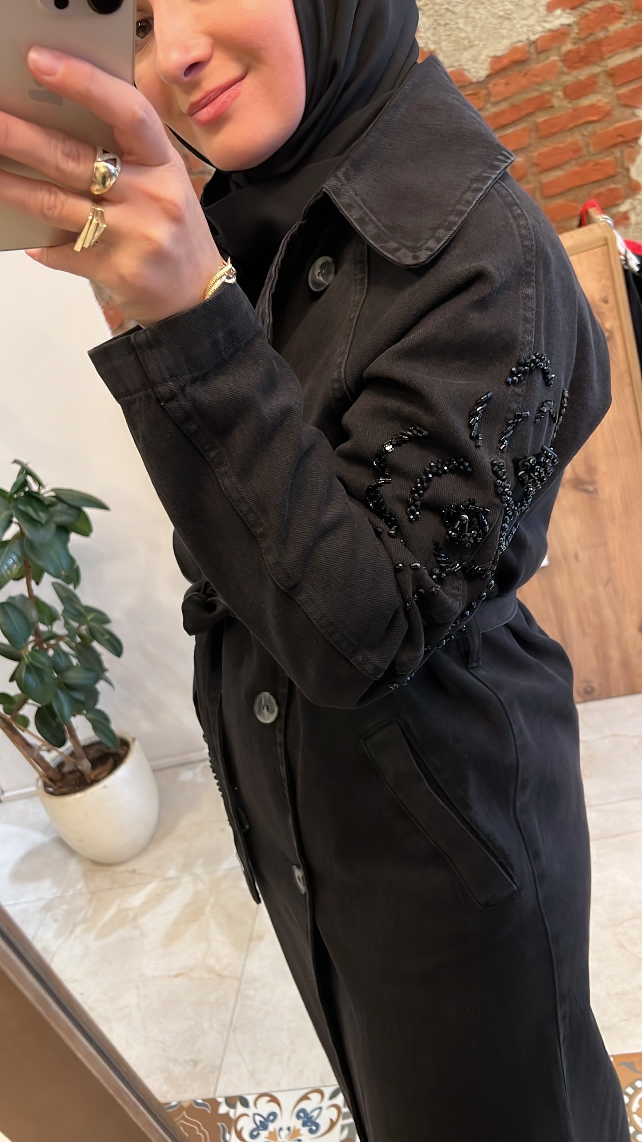 Denim trençkot siyah YEŞİM ÖZCAN