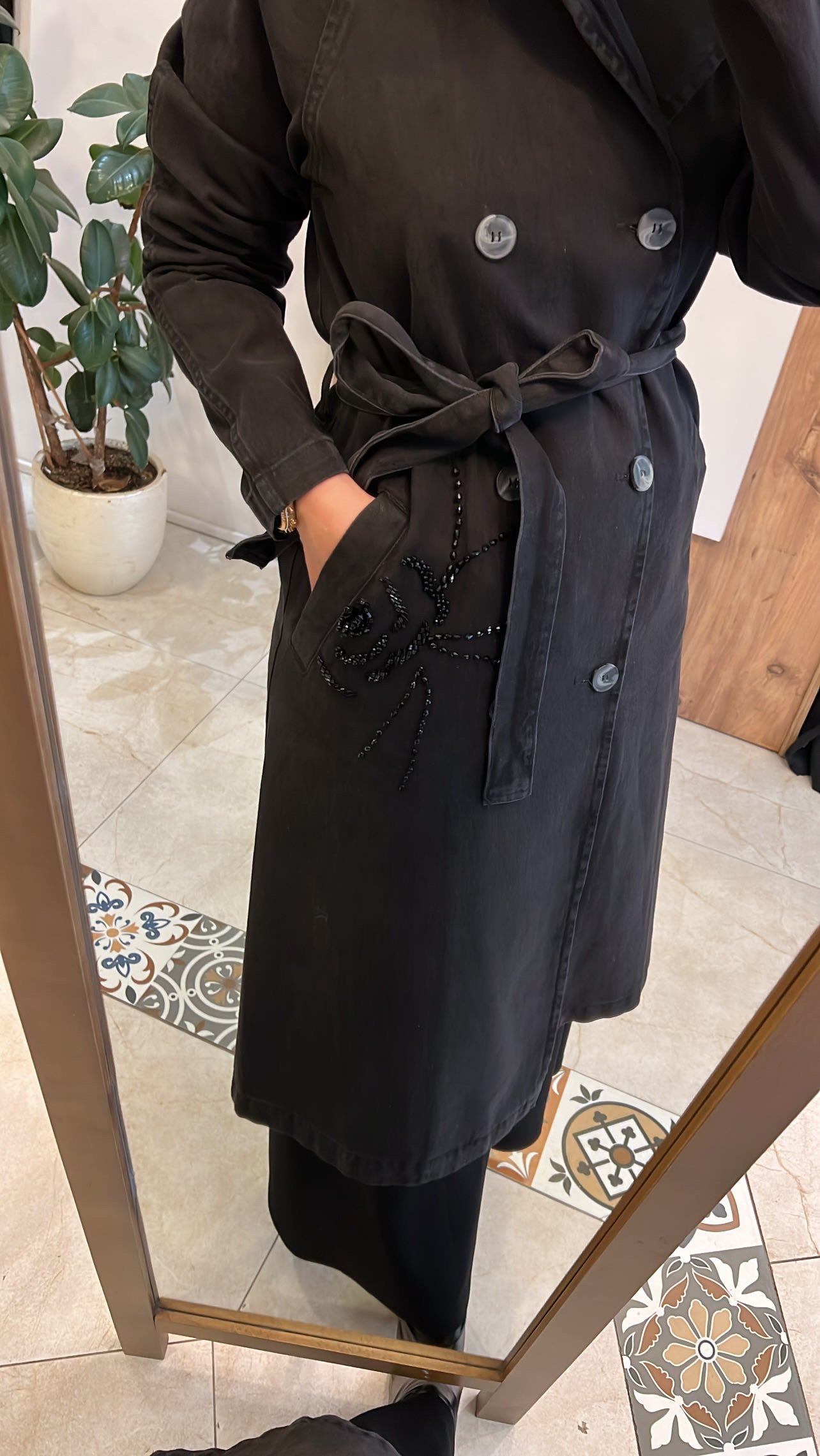Denim trençkot siyah YEŞİM ÖZCAN