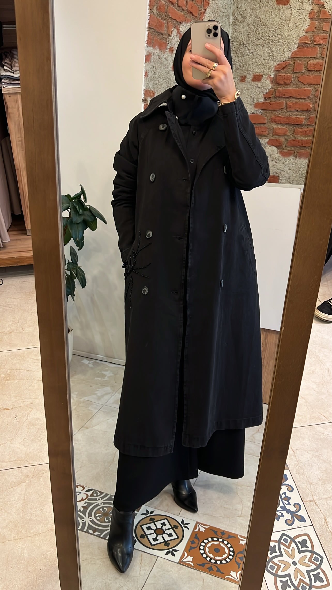 Denim trençkot siyah YEŞİM ÖZCAN
