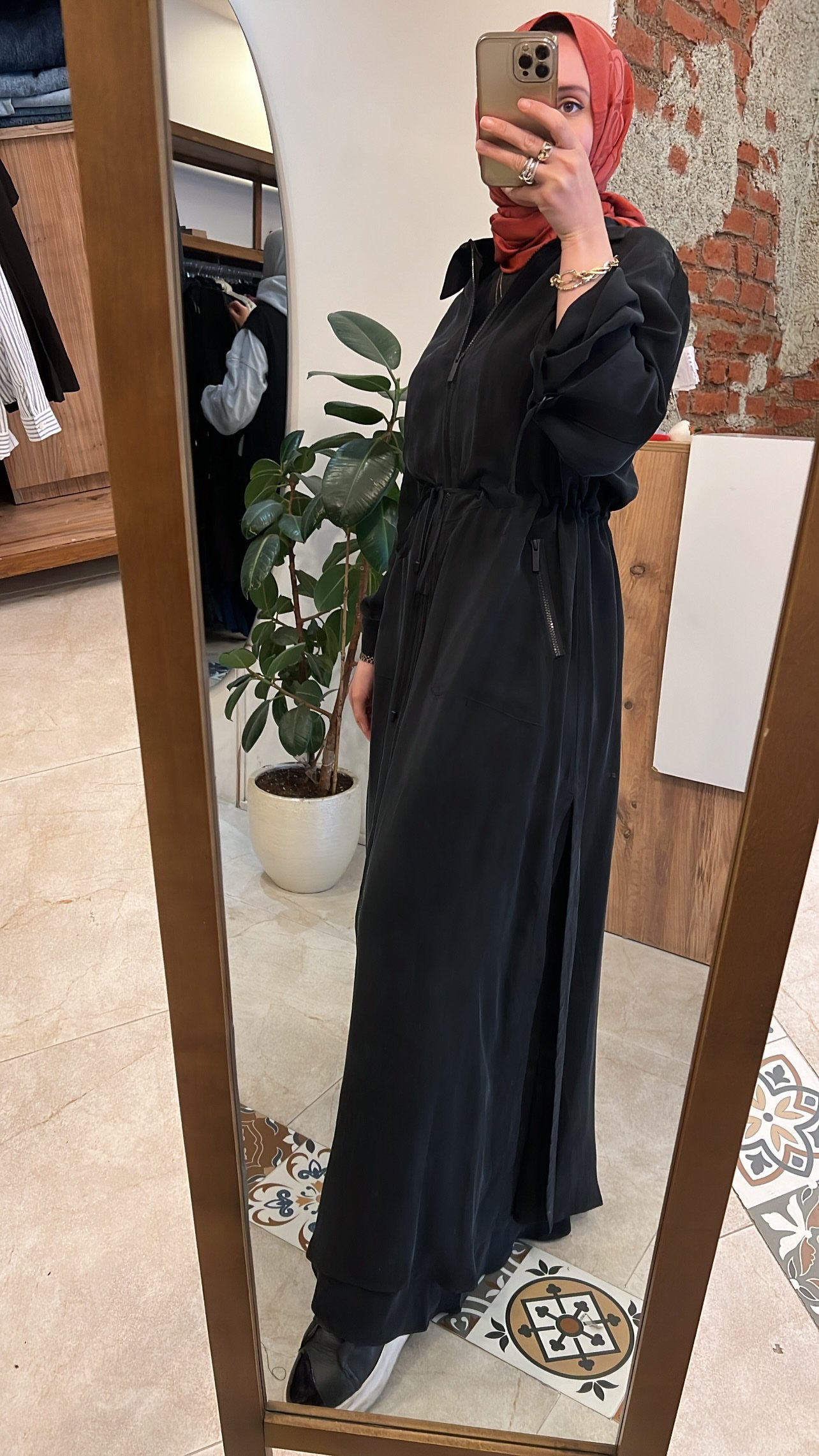 Fermuarlı beli büzgülü cupra ceket siyah MİSS DALİDA