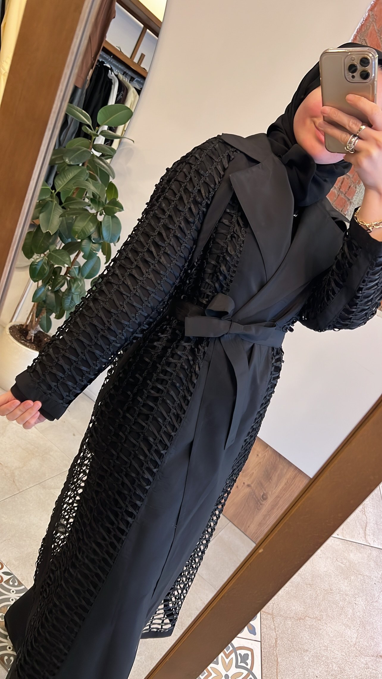 File örgü detaylı trençkot CEREMONY