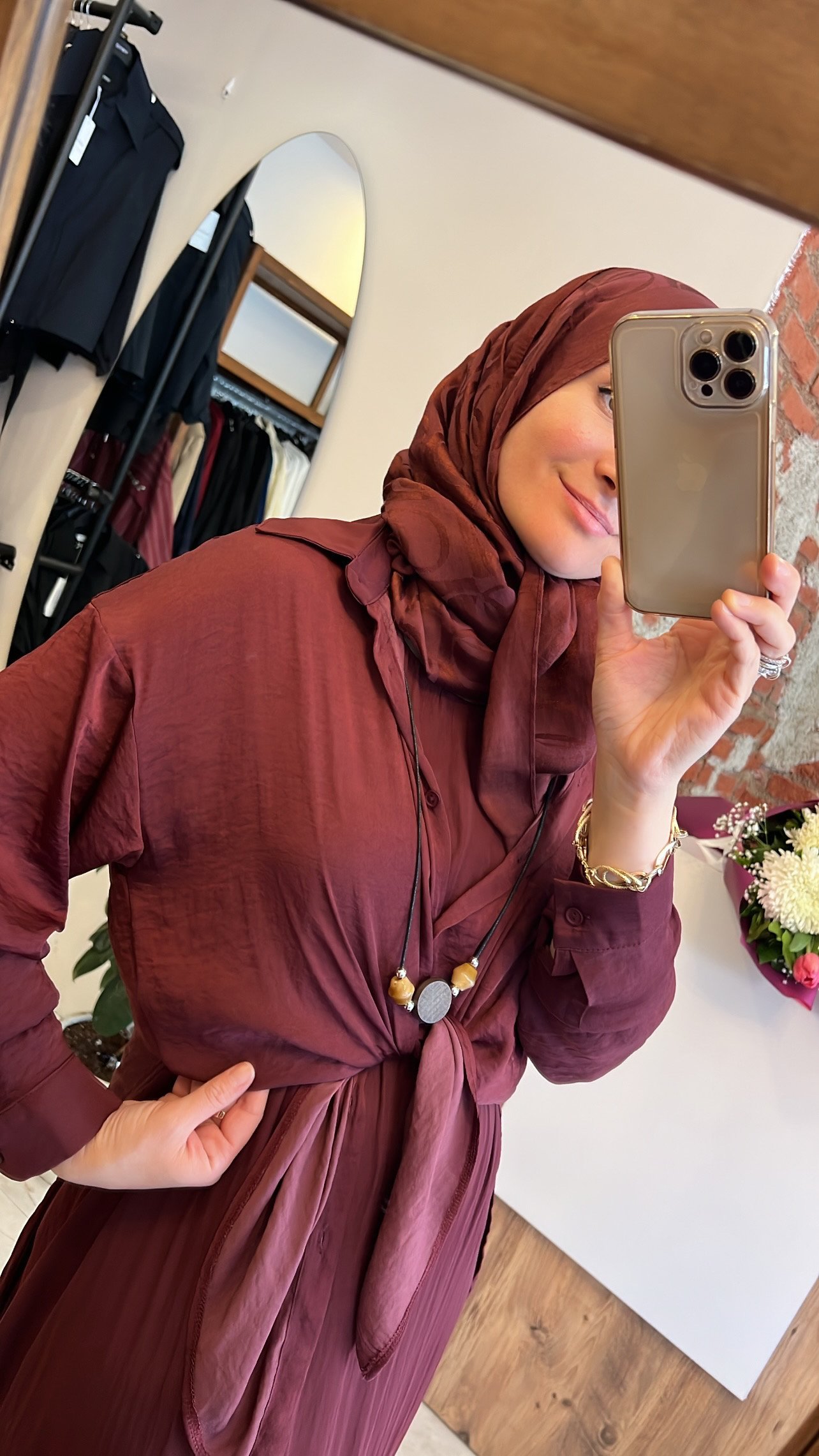İç elbiseli tunikli takım bordo CEREMONY