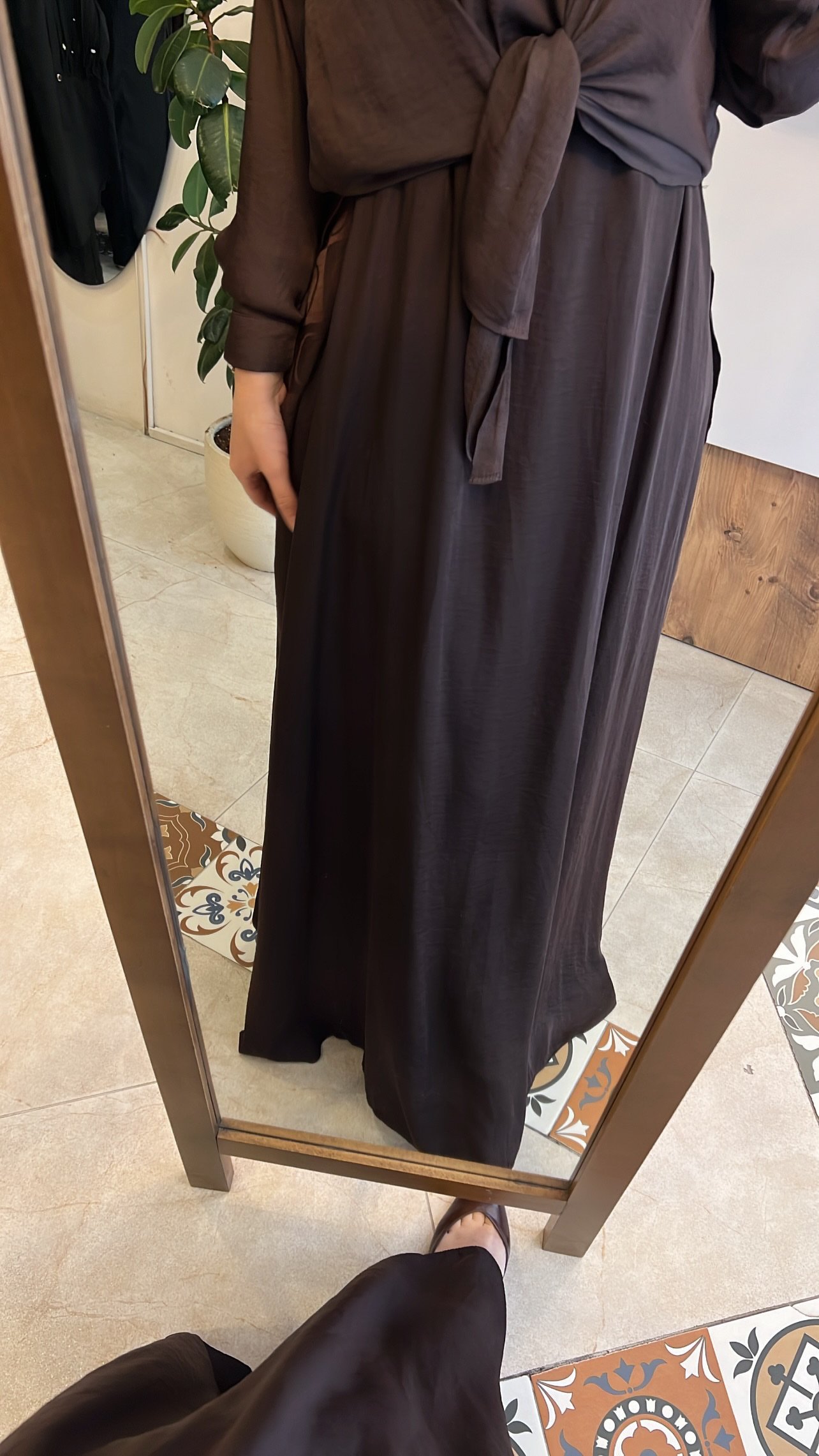 İç elbiseli tunikli takım kahve CEREMONY