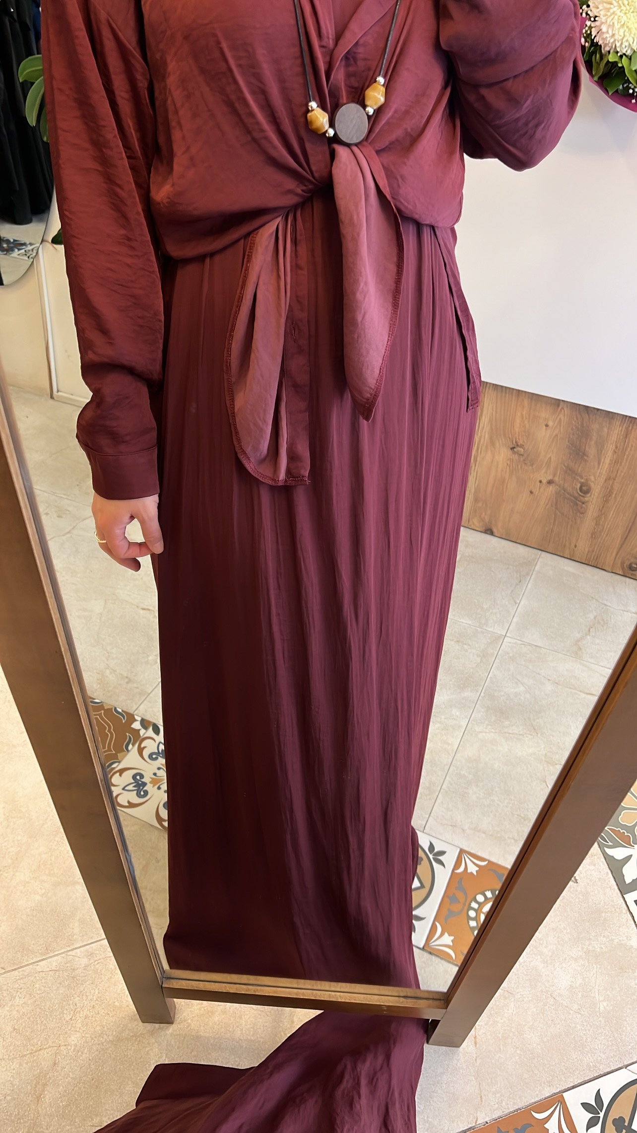 İç elbiseli tunikli takım bordo CEREMONY