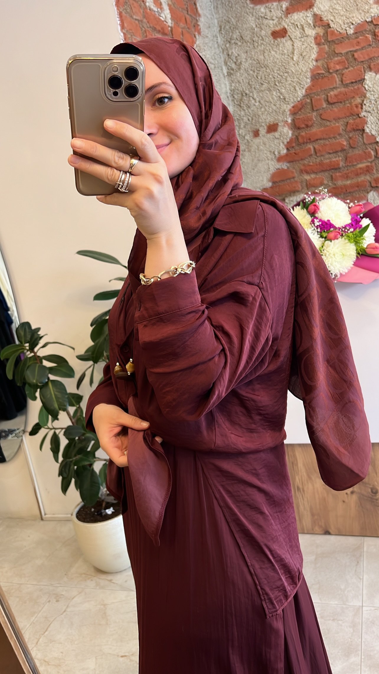 İç elbiseli tunikli takım bordo CEREMONY