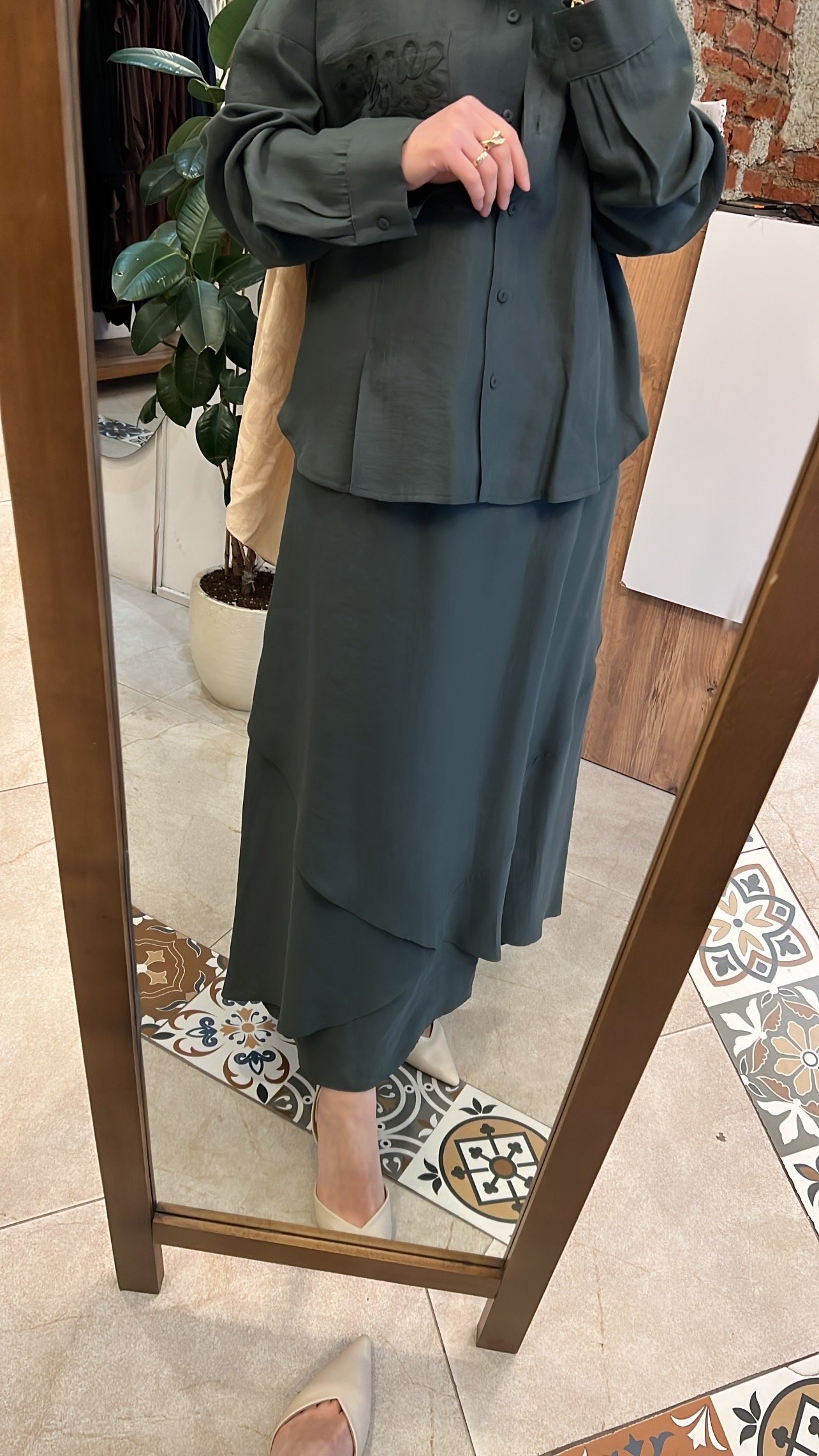 İşlemeli tensel takım yeşil CEREMONY