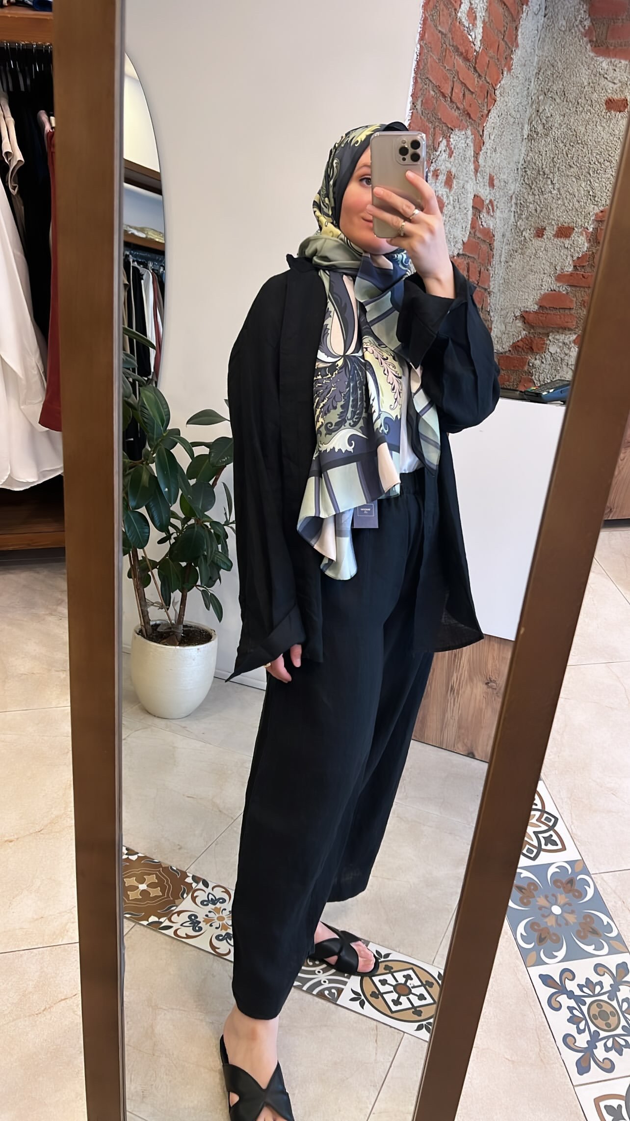 Keten karışımlı takım siyah 