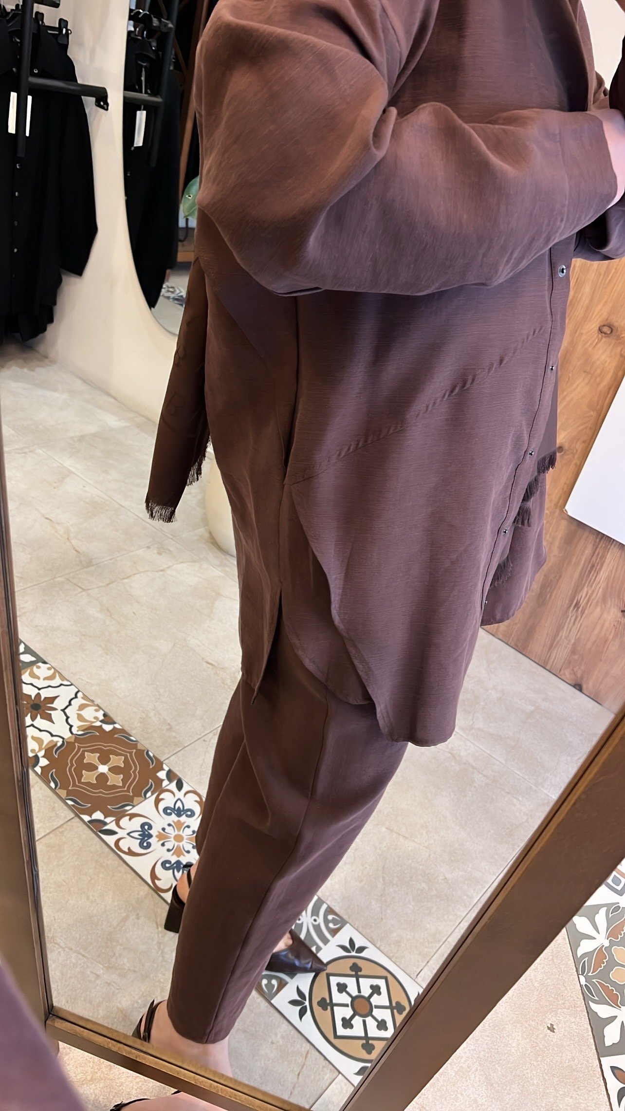 Keten pantolonlu takım kahve CEREMONY 