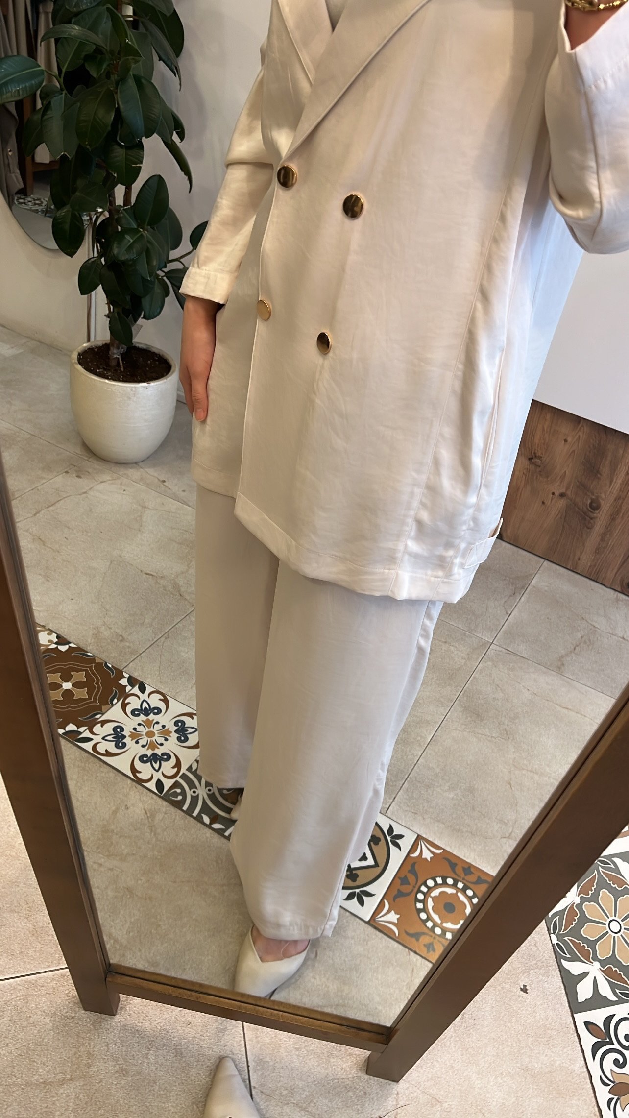 Kruvaze sapphire ceket krem CEREMONY