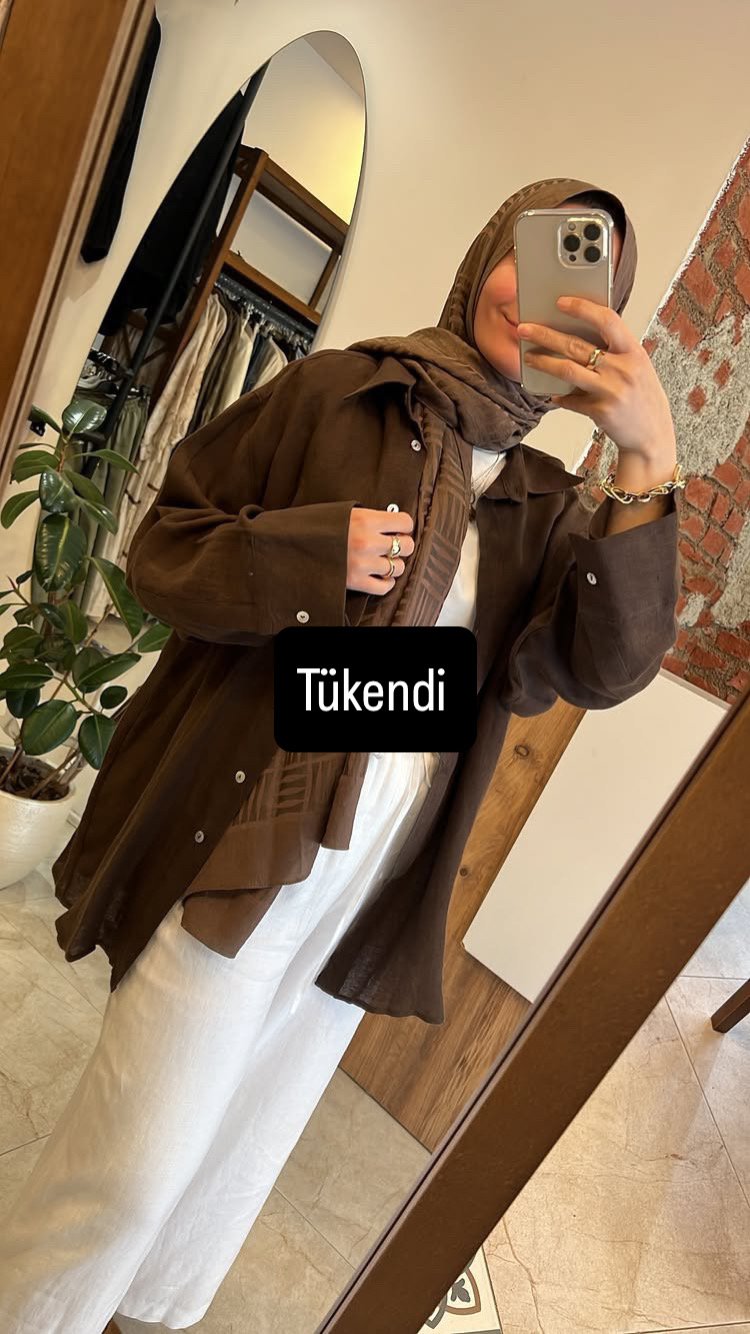 Lin Gömlek Kahve QOOQ Store