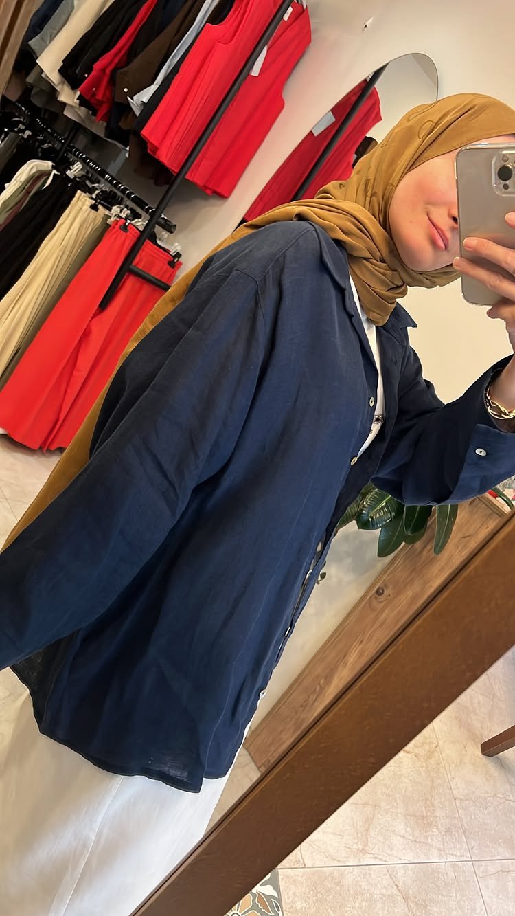 Lin Gömlek Lacivert QOOQ Store