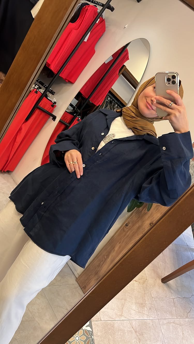 Lin Gömlek Lacivert QOOQ Store