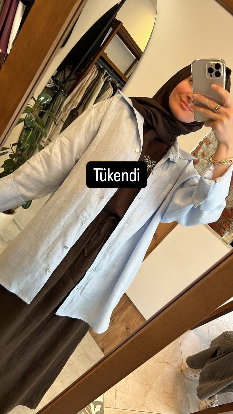 Lin Gömlek Mavi QOOQ Store