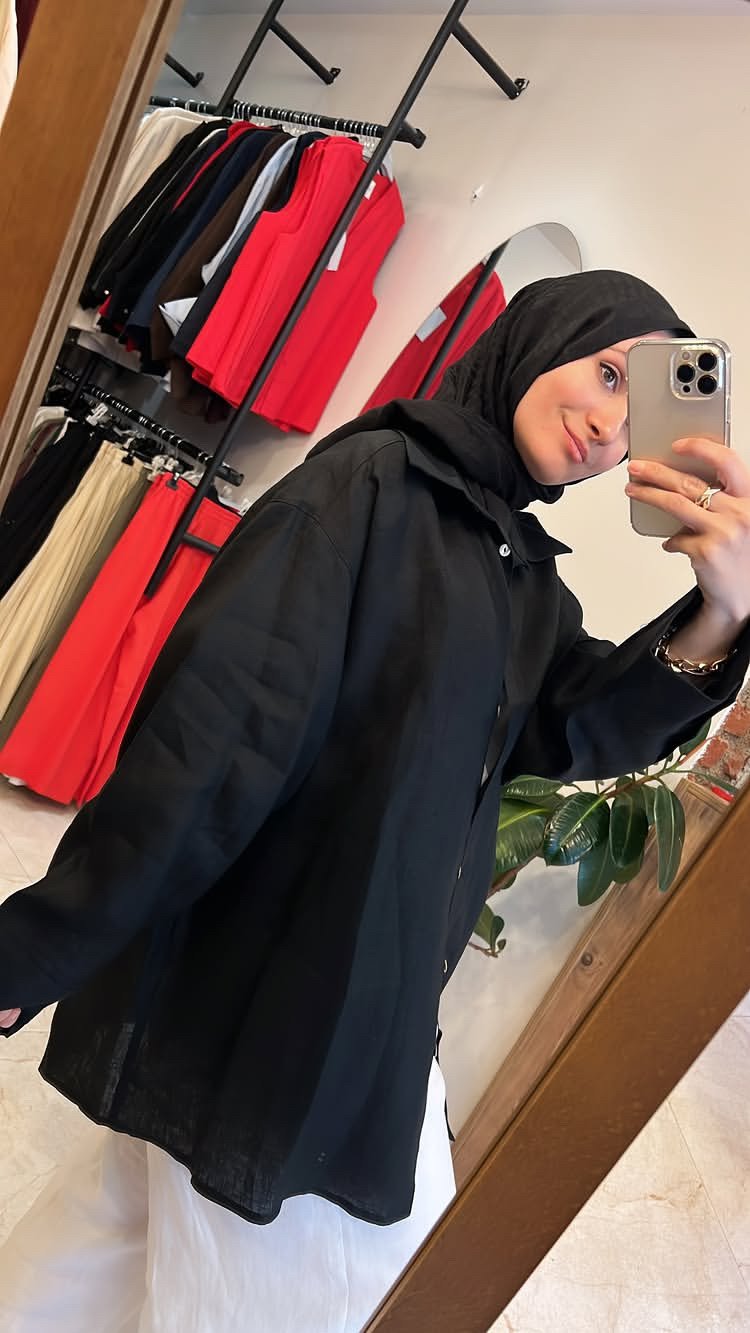 Lin Gömlek Siyah QOOQ Store 