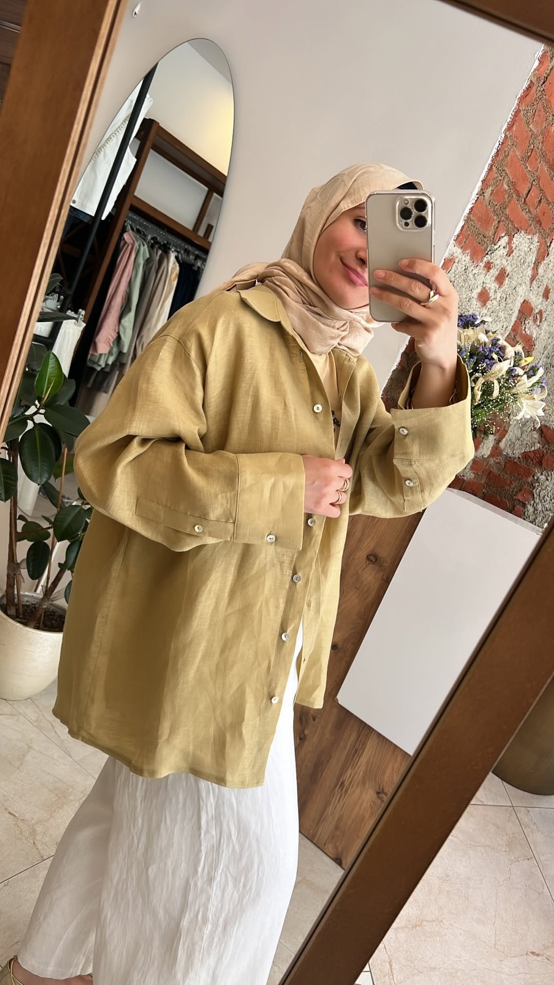 Lin Gömlek Yeşil QOOQ Store