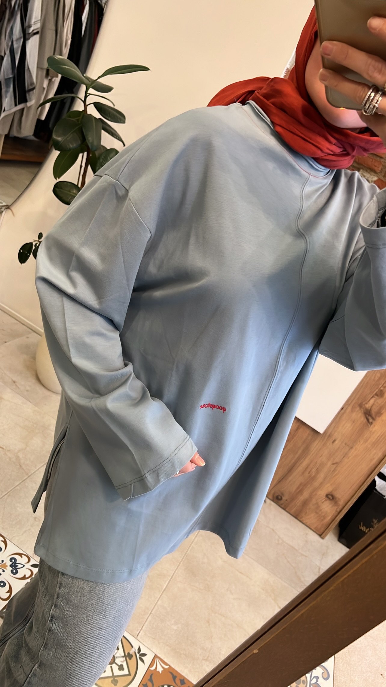 Nakışlı swaet mavi QOOQ