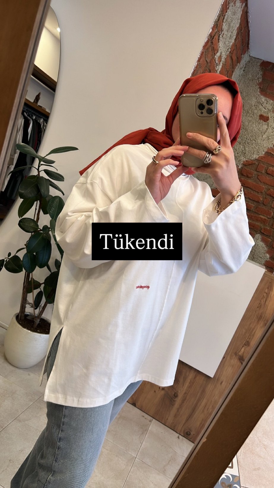 Nakışlı sweat beyaz QOOQ