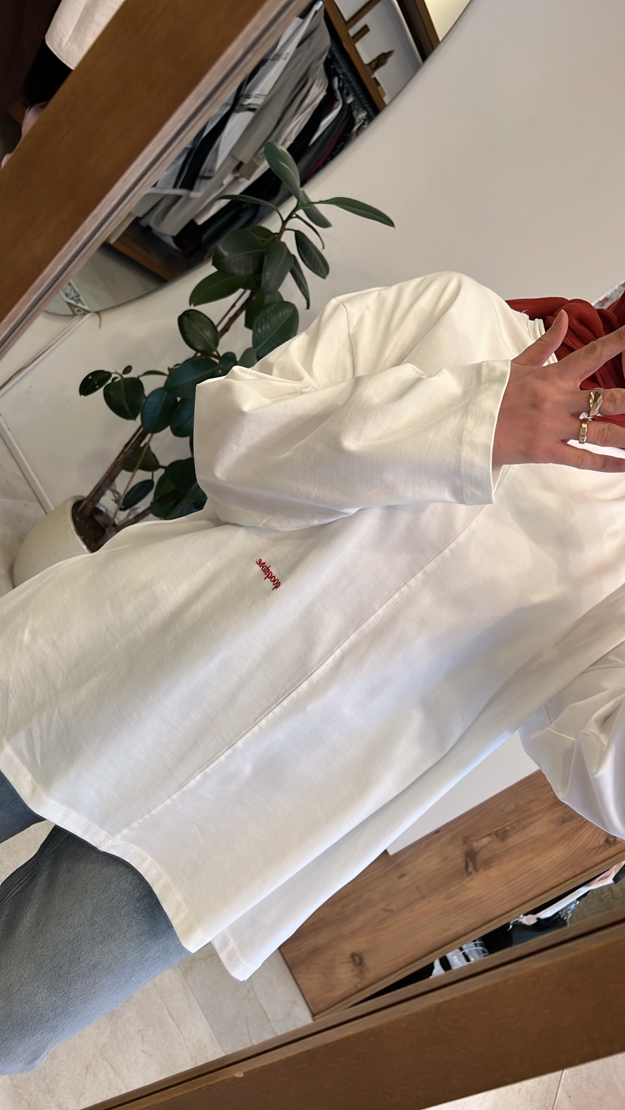 Nakışlı sweat beyaz QOOQ