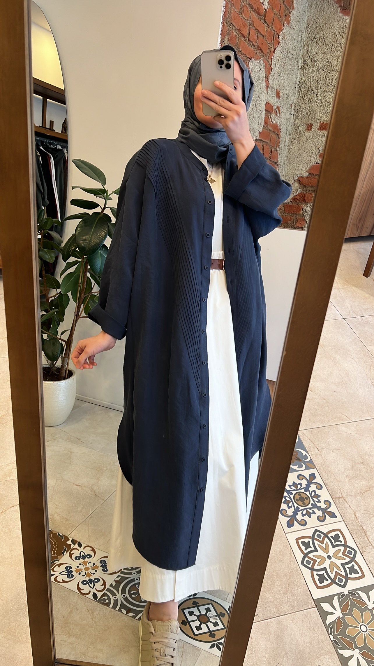 Nerva tunik lacivert QOOQ