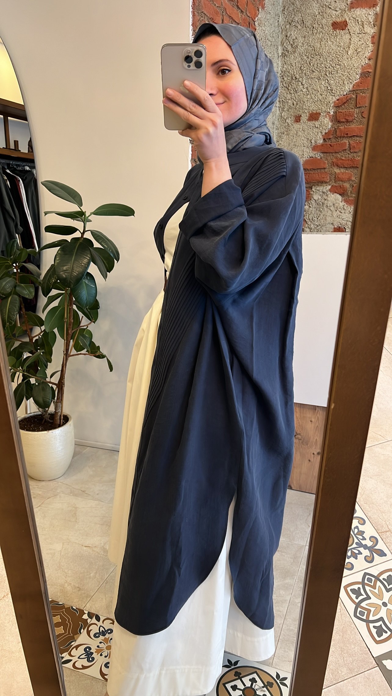 Nerva tunik lacivert QOOQ