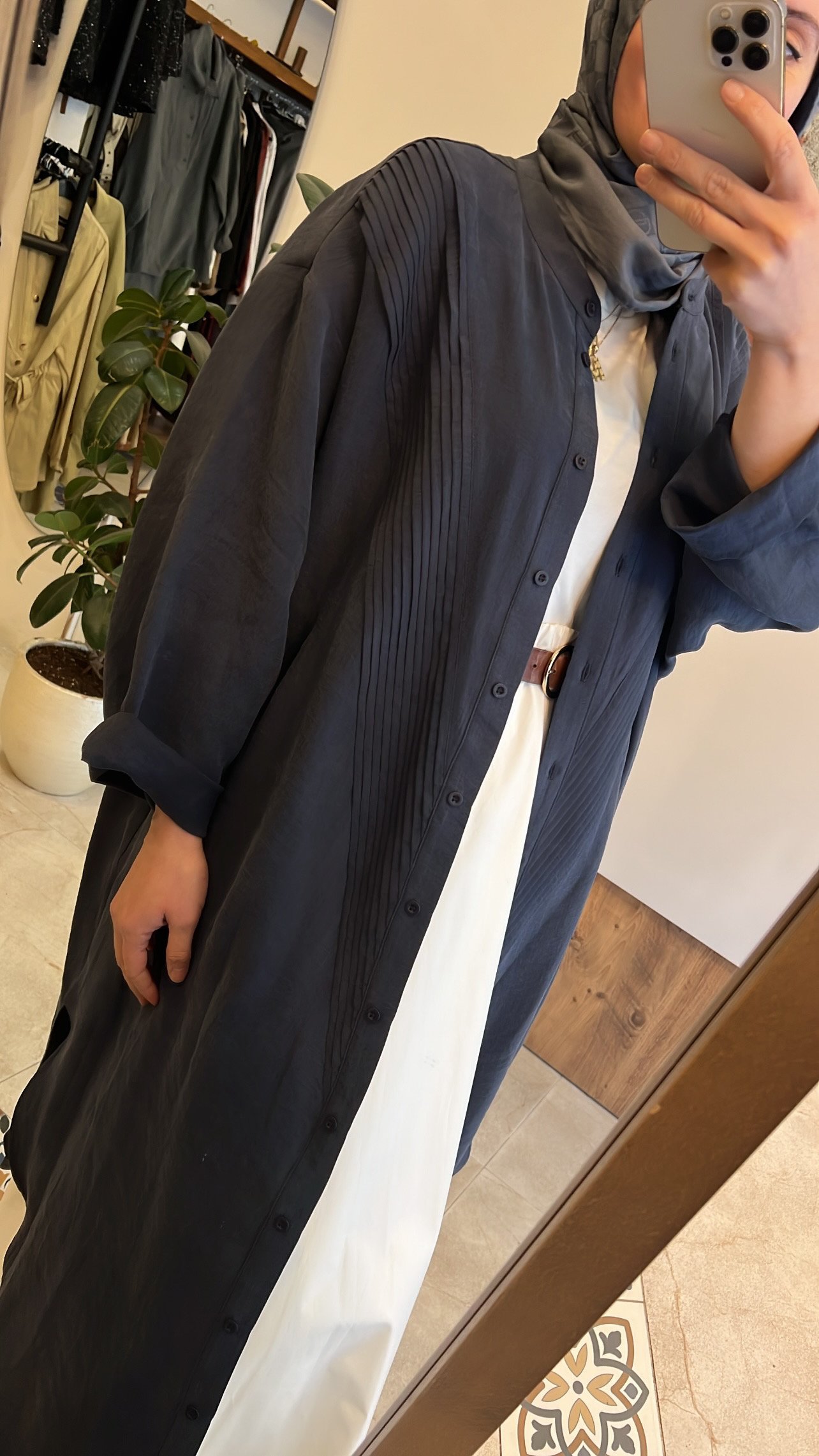 Nerva tunik lacivert QOOQ