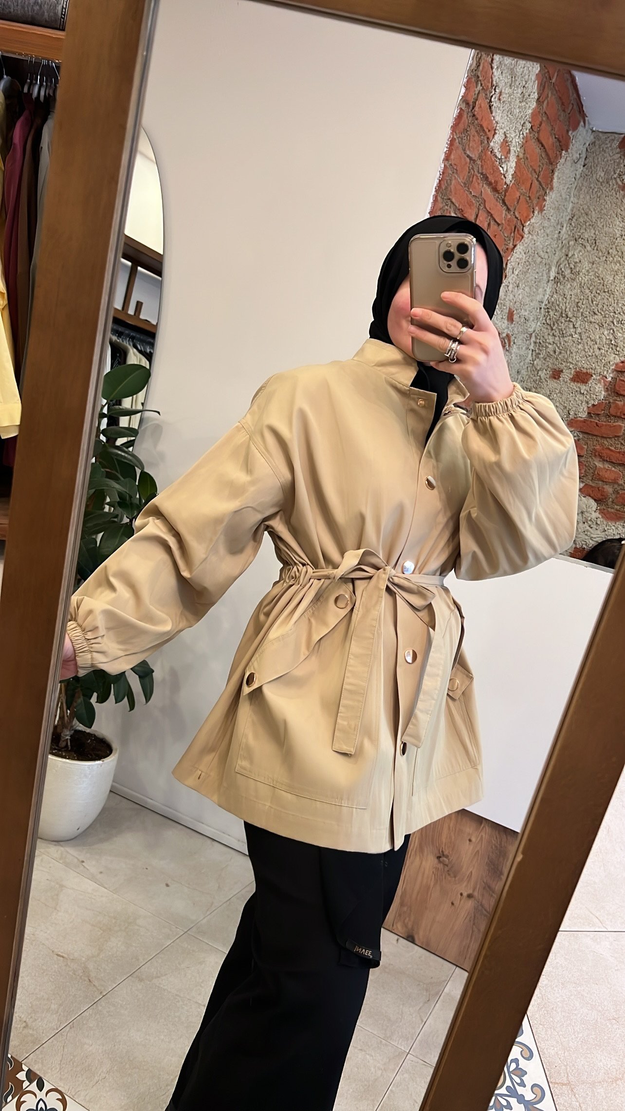 Önden çıt çıt detaylı kap yeşil CEREMONY