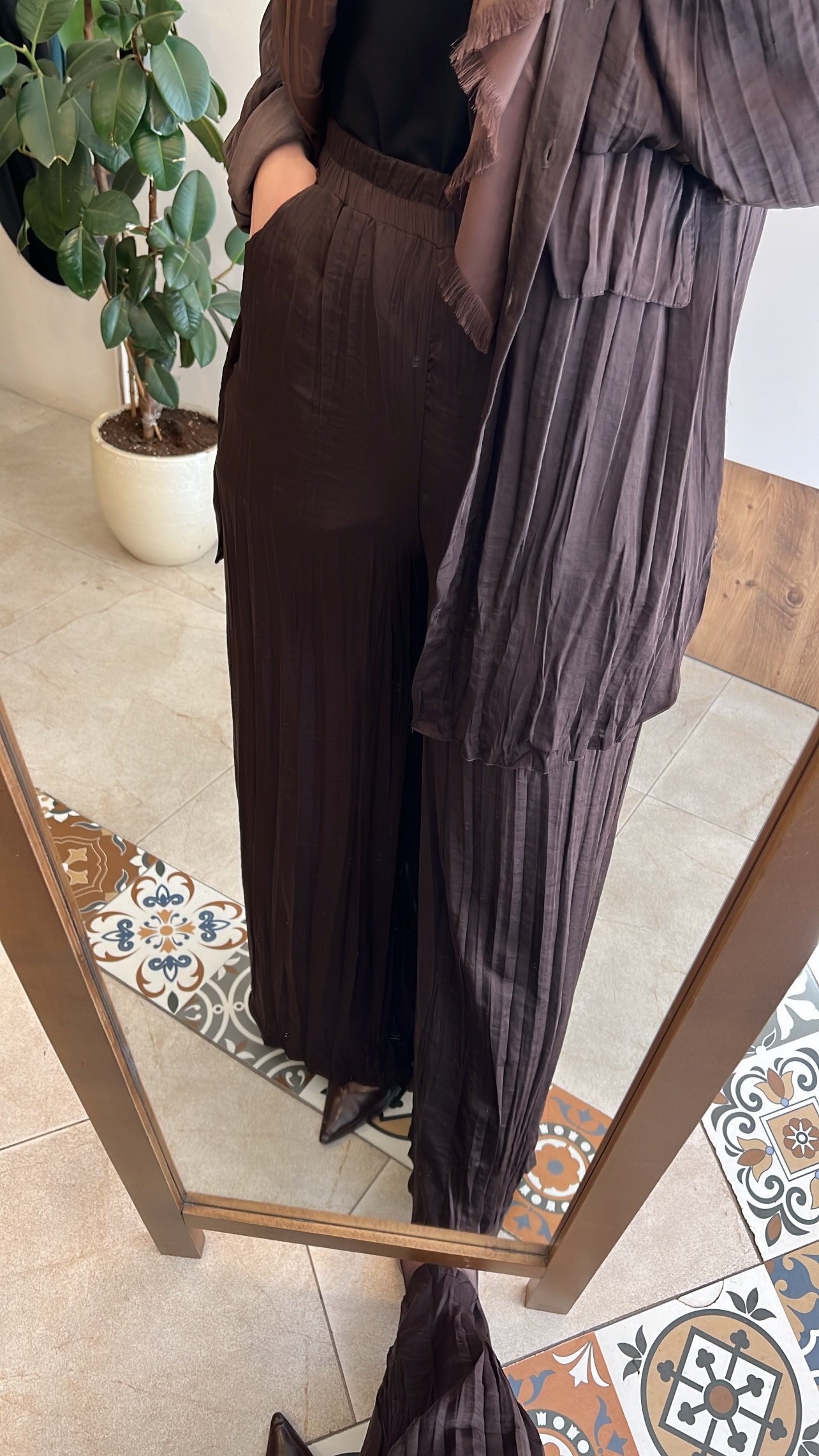 Önden düğmeli iki kat cepli pantolonlu cupra takım CEREMONY