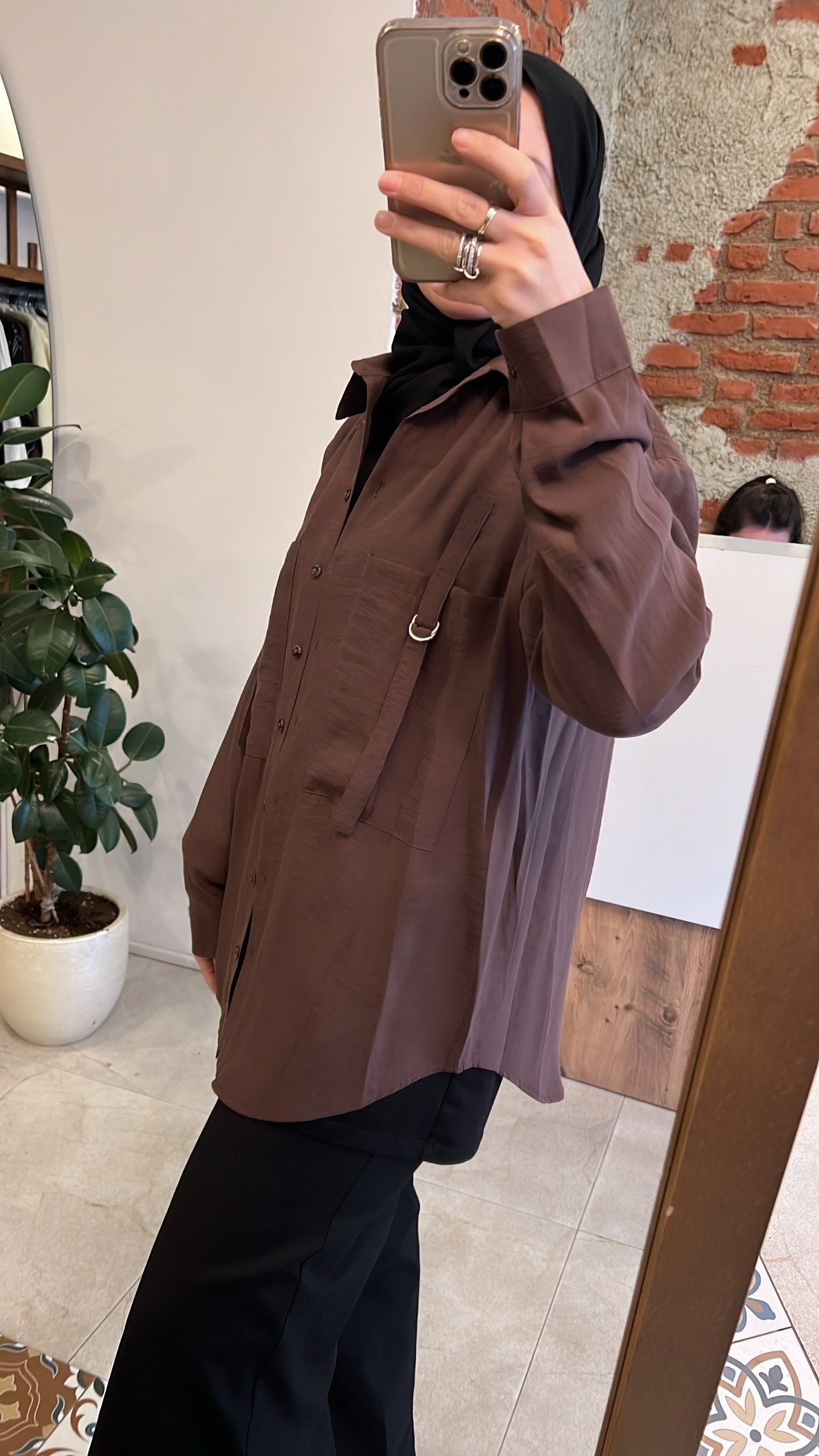 Önden iki cepli gömlek kahve CEREMONY