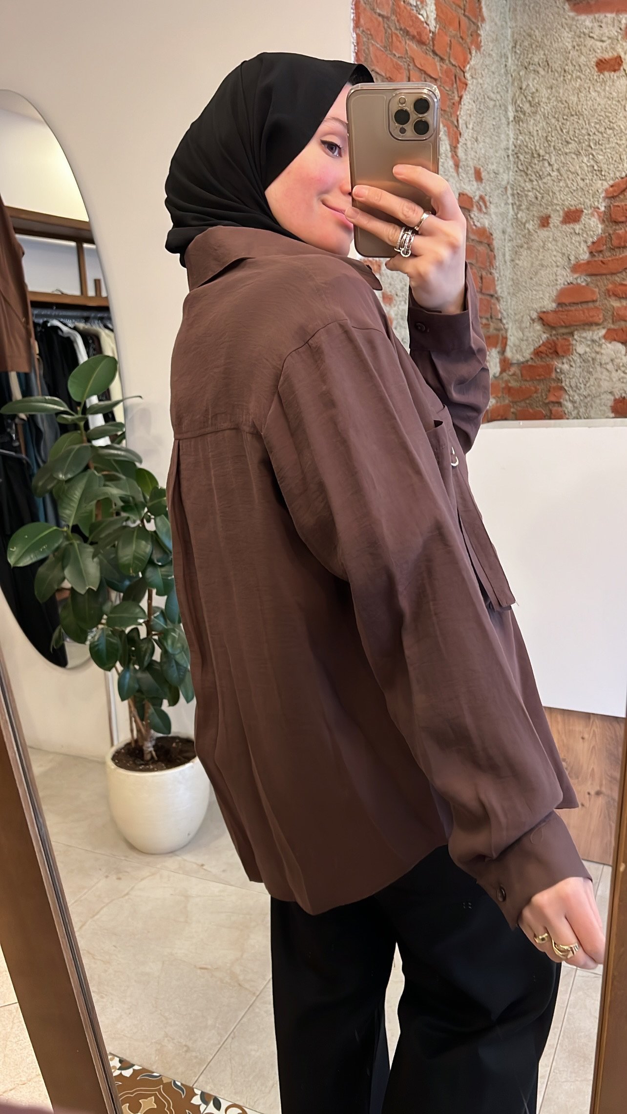 Önden iki cepli gömlek kahve CEREMONY