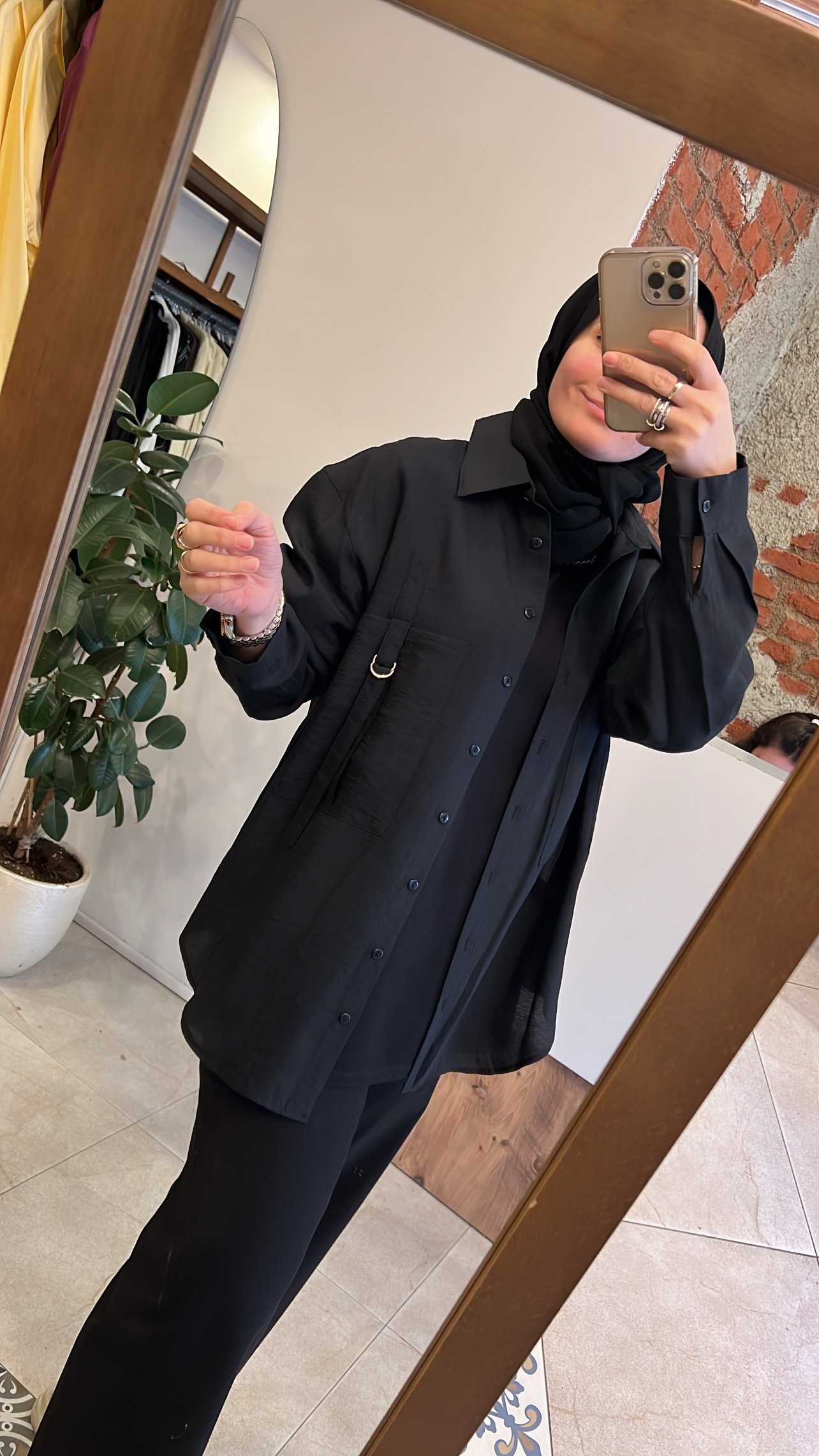 Önden iki cepli gömlek SİYAH CEREMONY