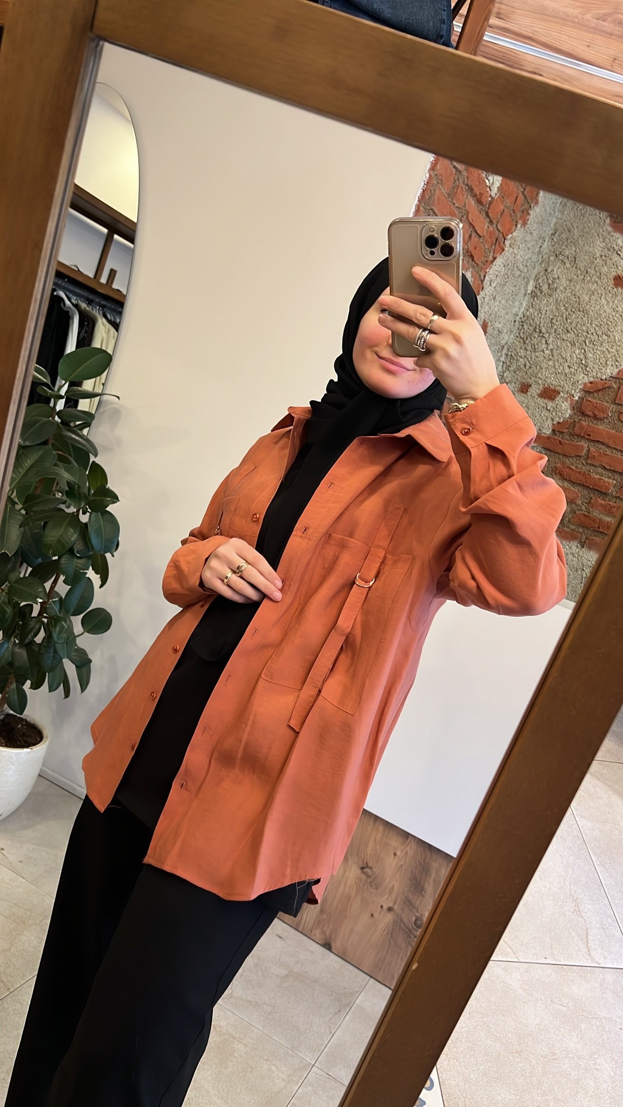 Önden iki cepli gömlek turuncu  CEREMONY