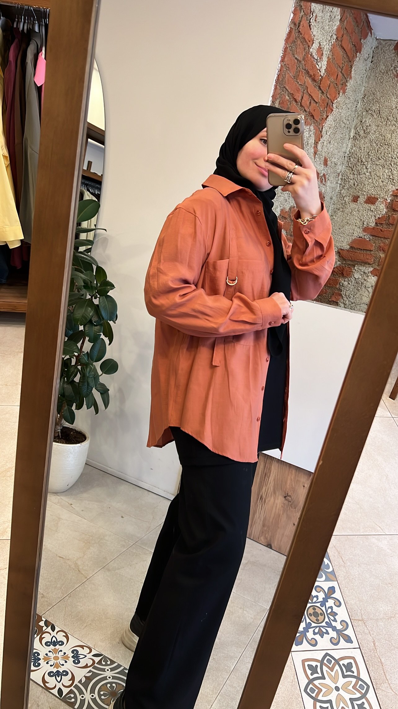 Önden iki cepli gömlek turuncu  CEREMONY