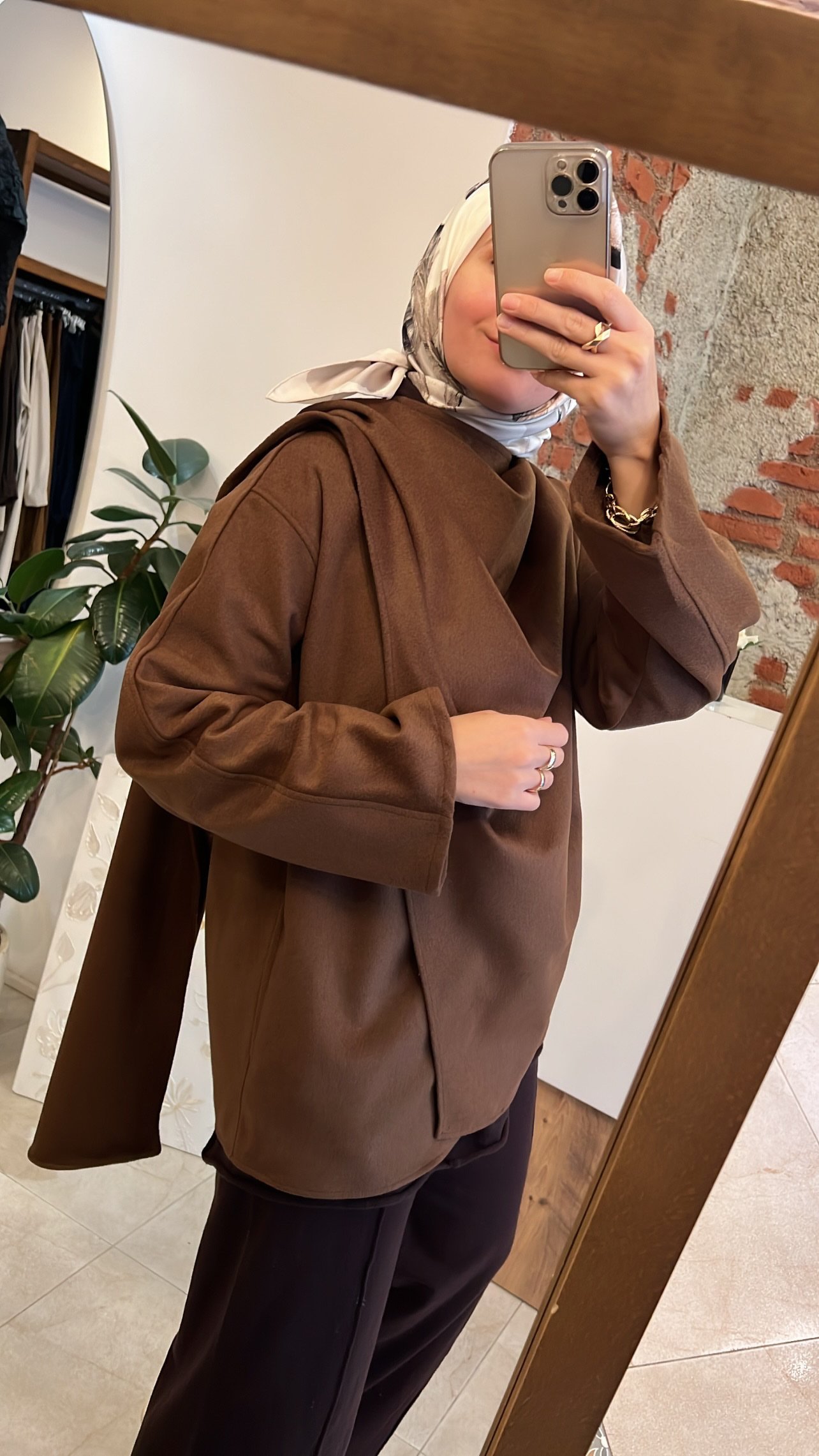 QOOQ ATKILI KAŞE BLUZ KAHVE