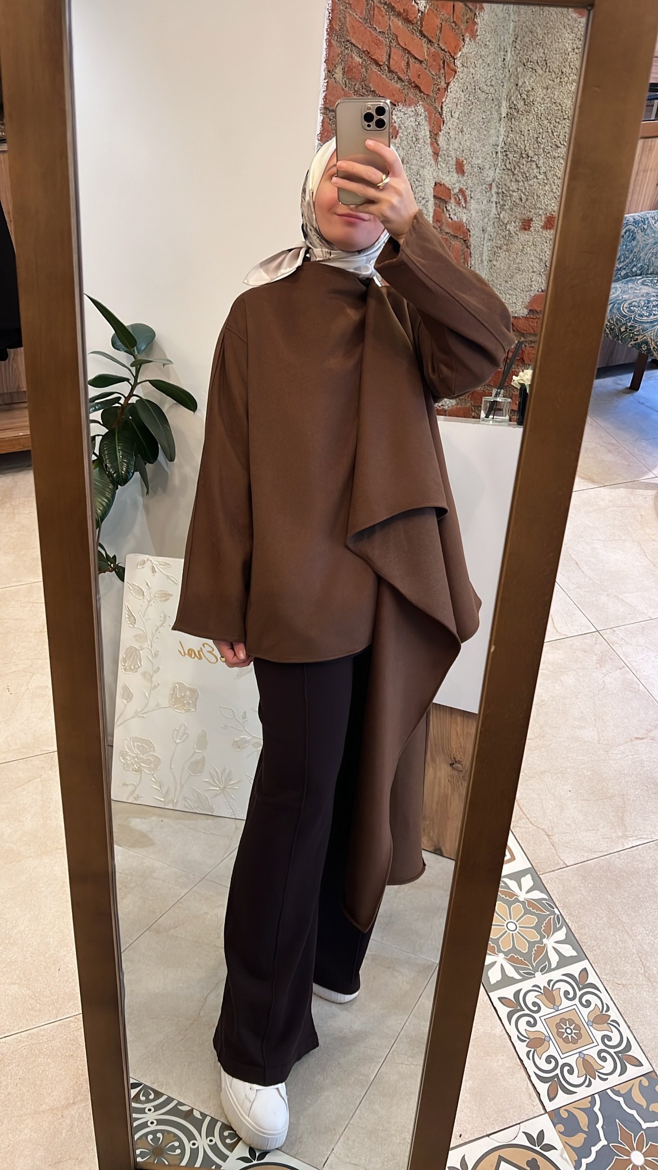 QOOQ ATKILI KAŞE BLUZ KAHVE