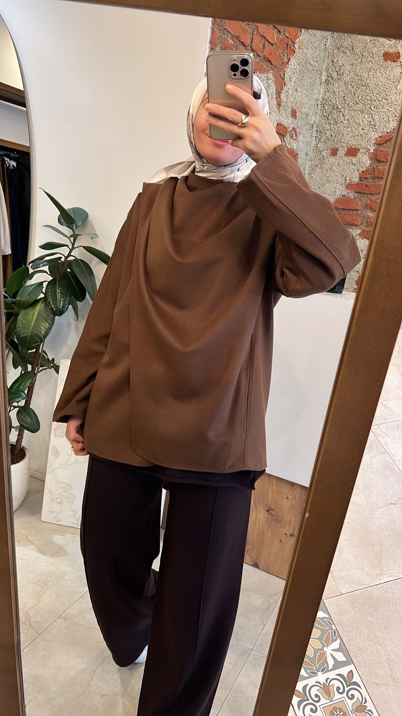 QOOQ ATKILI KAŞE BLUZ KAHVE