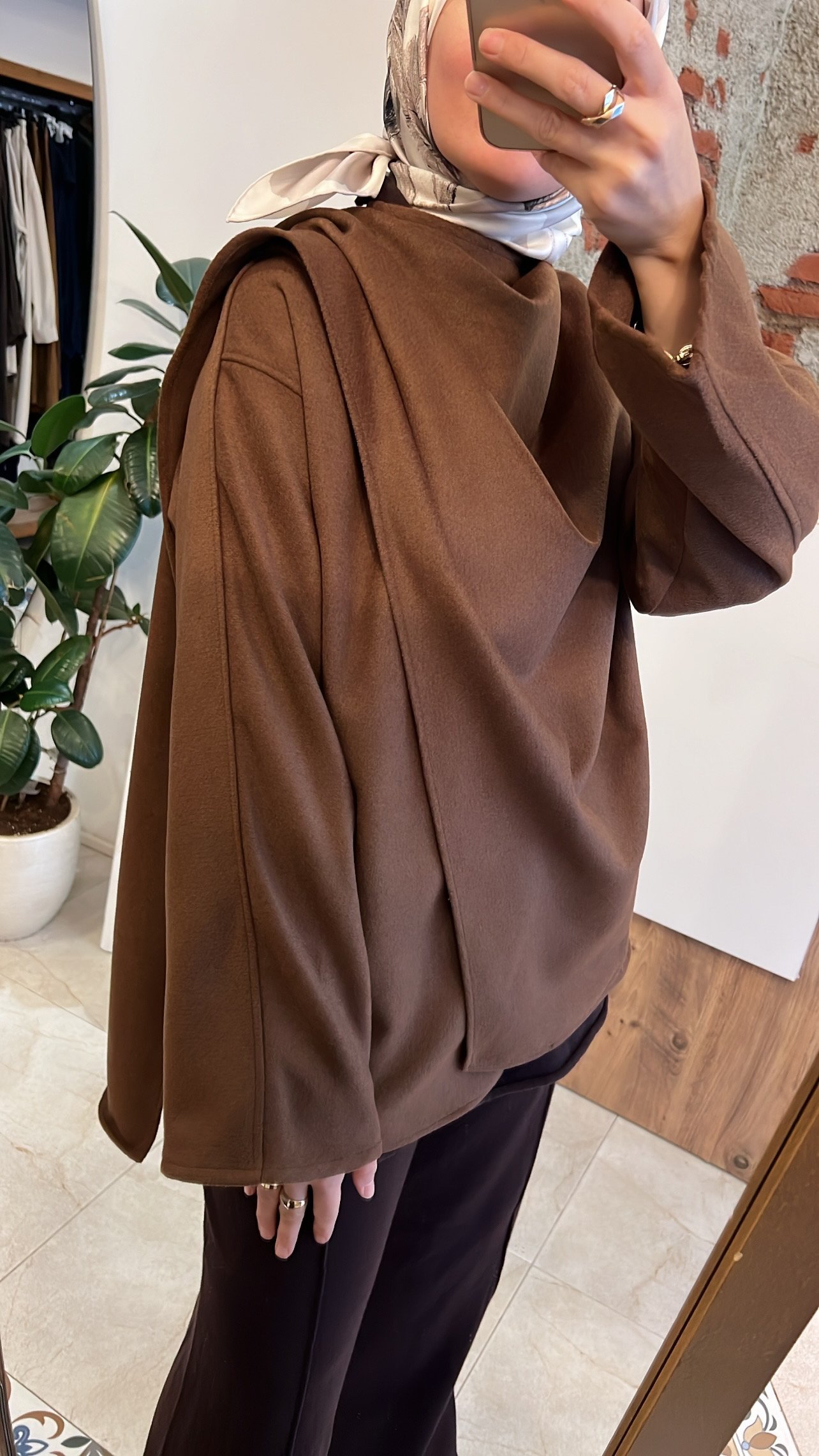 QOOQ ATKILI KAŞE BLUZ KAHVE