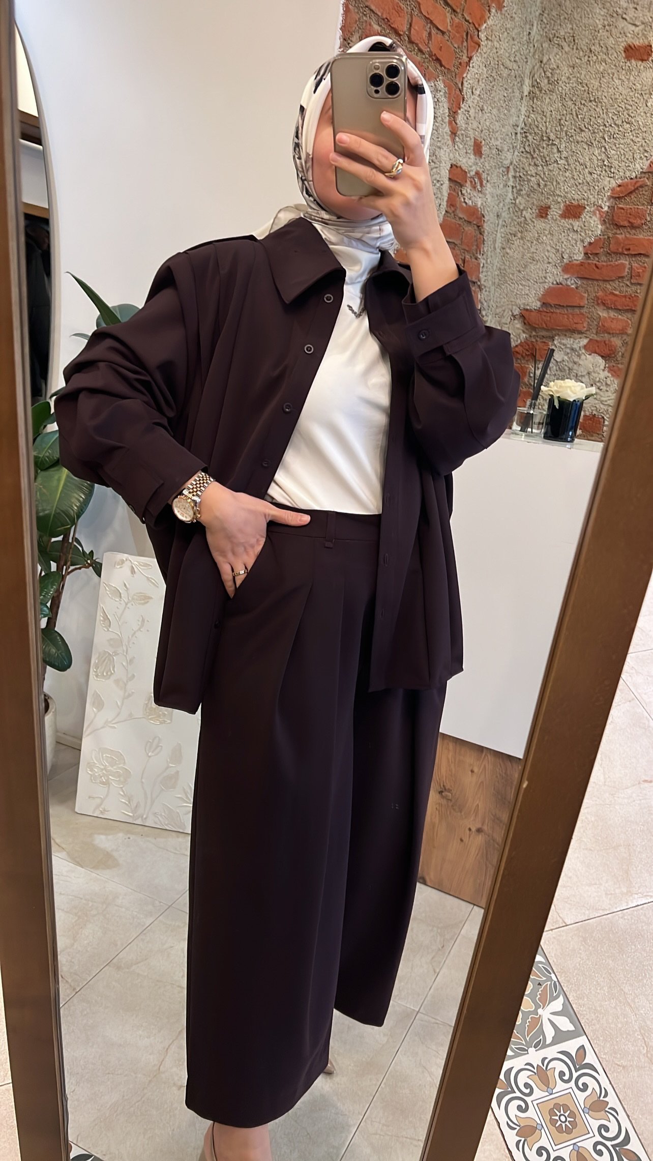 QOOQ mürdüm pileli pantolon 