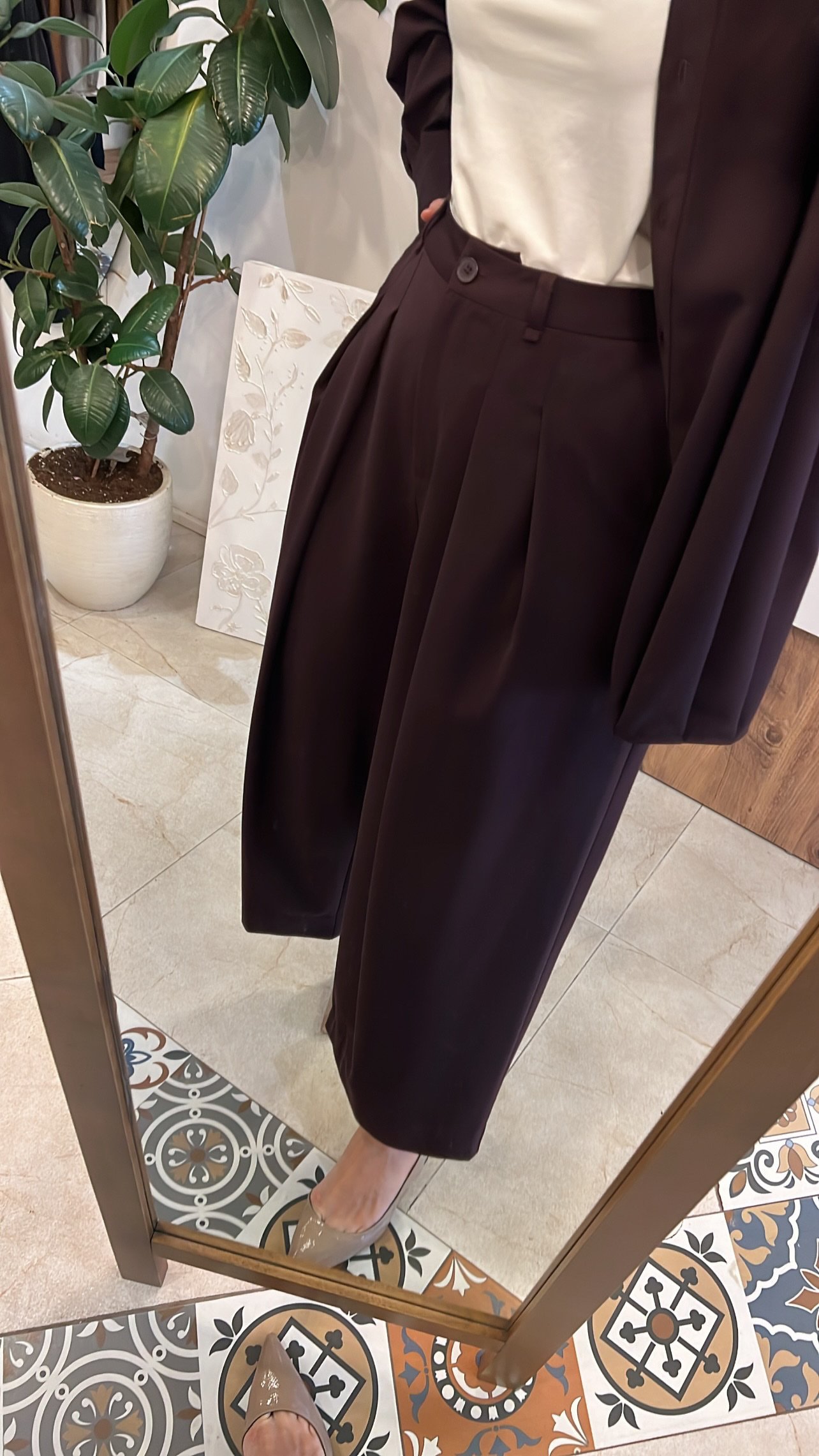 QOOQ mürdüm pileli pantolon 