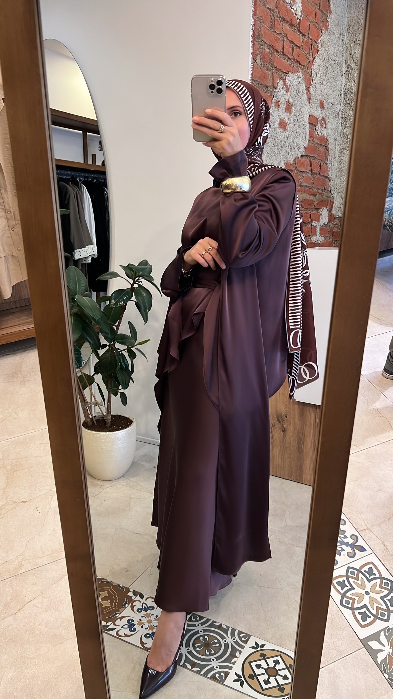 QOOQ saten takım bordo