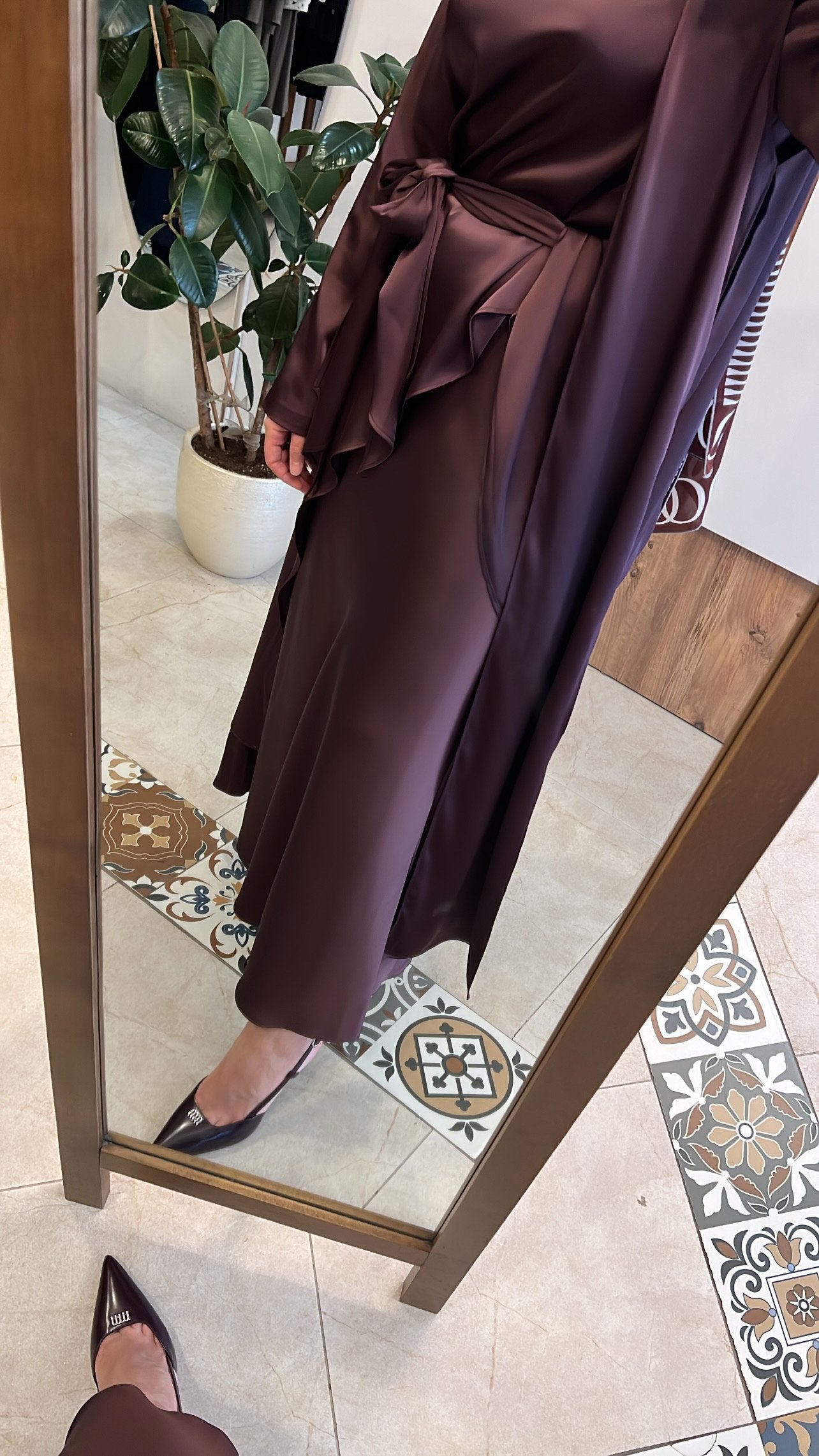 QOOQ saten takım bordo